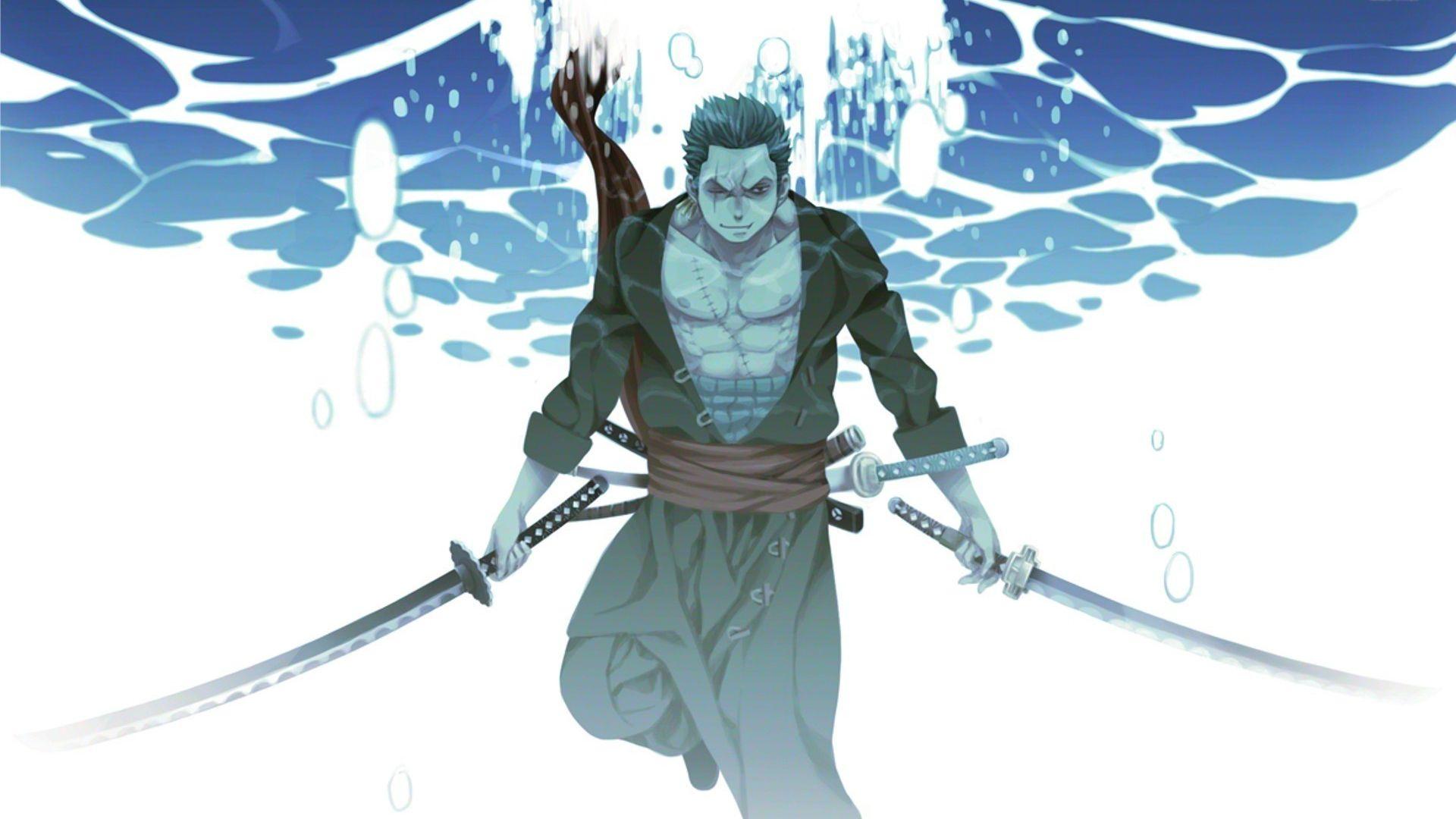 1920x1080 Desktop Wallpaper Roronoa Zoro, Underwater, Katana, Anime, HD Image, Picture, Background, 266f0b