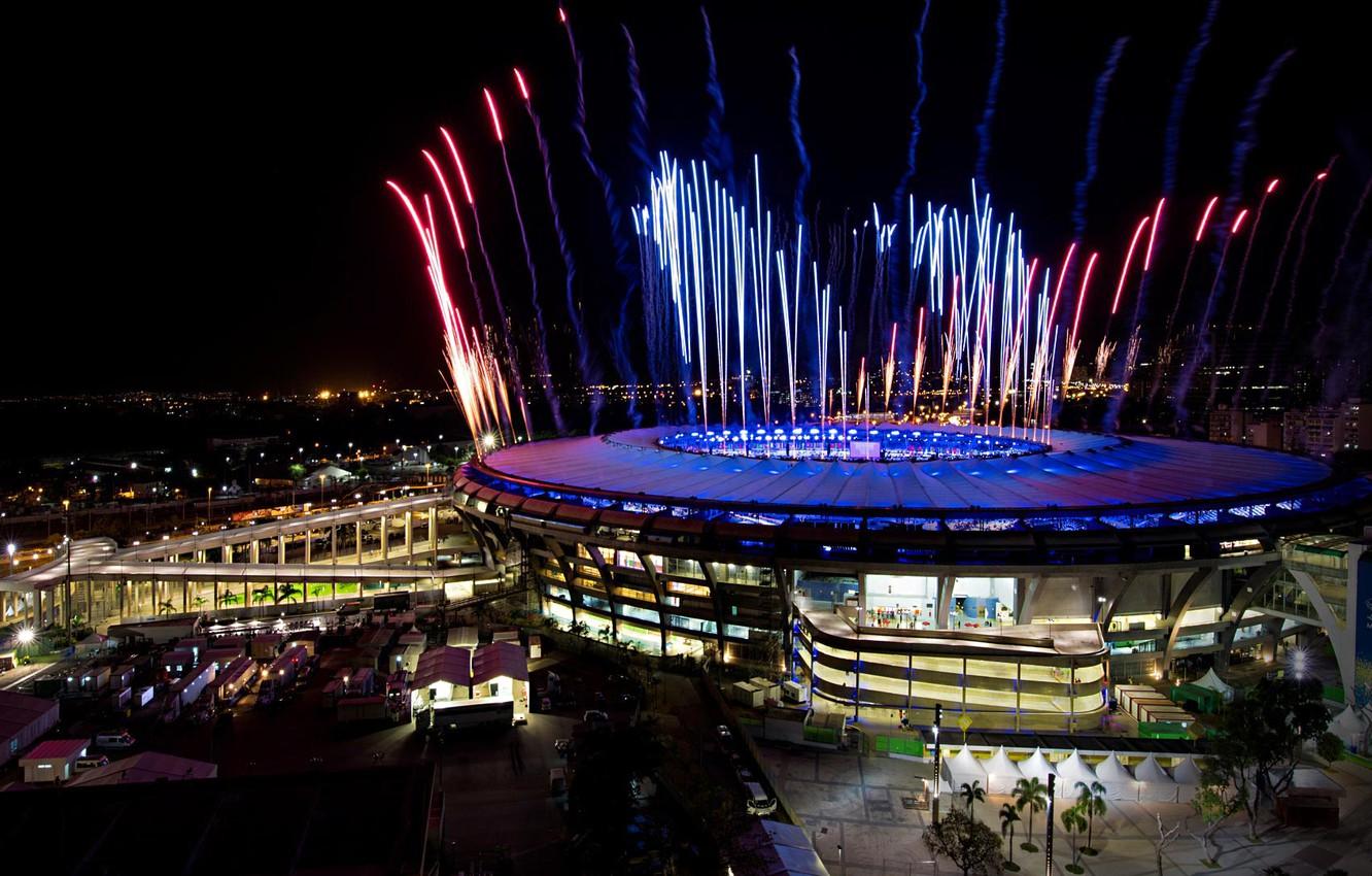 1332x850 Wallpaper salute, fireworks, Brazil, Rio de Janeiro, stadium, Maracanã image for desktop, section праздники