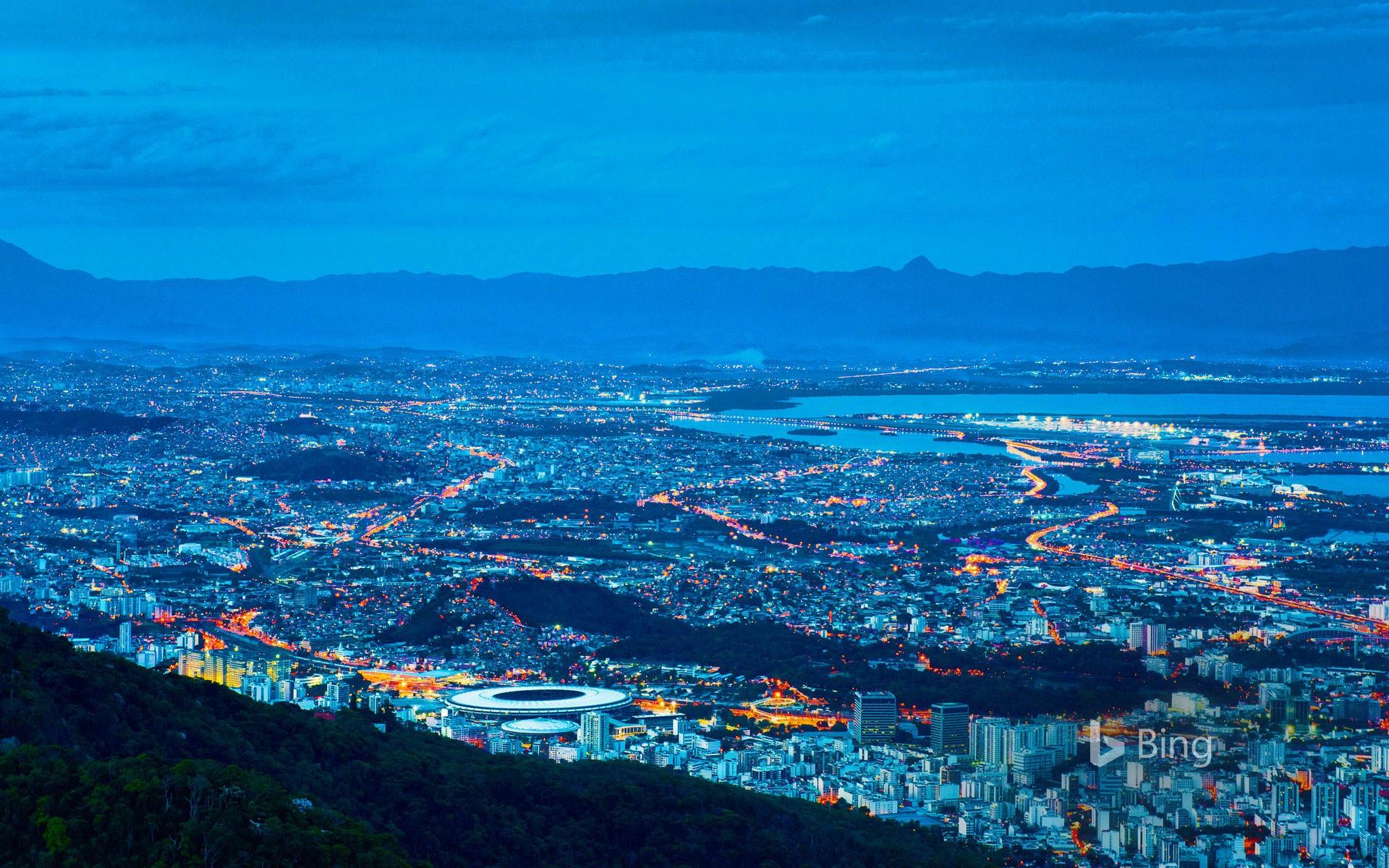 1920x1200 Rio de Janeiro including Maracanã Stadium illuminated at night, Brazil