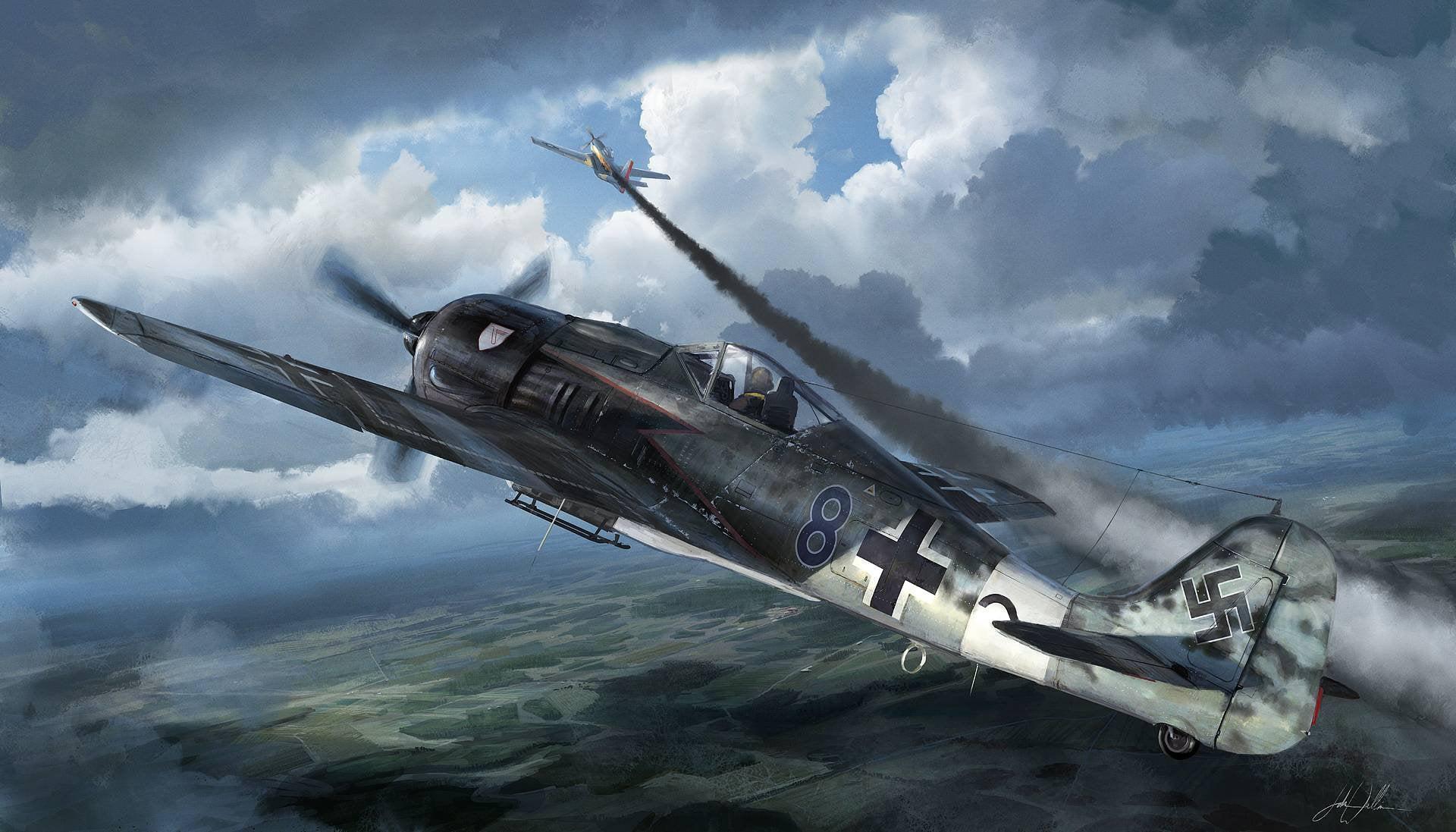 1920x1097 Found This Painting Of A Fw 190 Chasing A P 51 On R Wallpaper A While Ago. Figured R WarThunder Would Appreciate