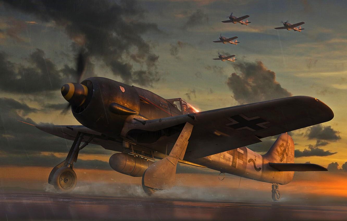 1332x850 Wallpaper Germany, Fighter, Air force, Fw- Fw.190A- Combat aircraft image for desktop, section авиация
