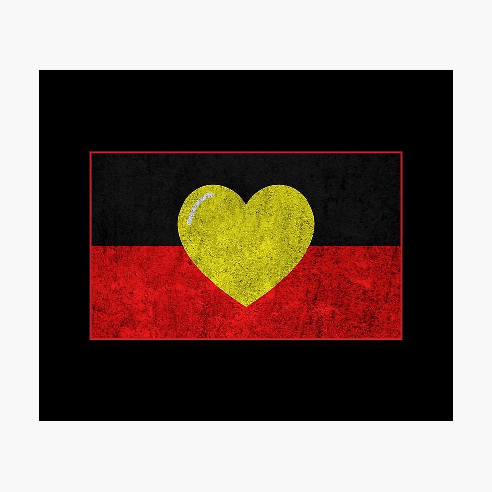 1000x1000 Aboriginal Flag Heart Poster