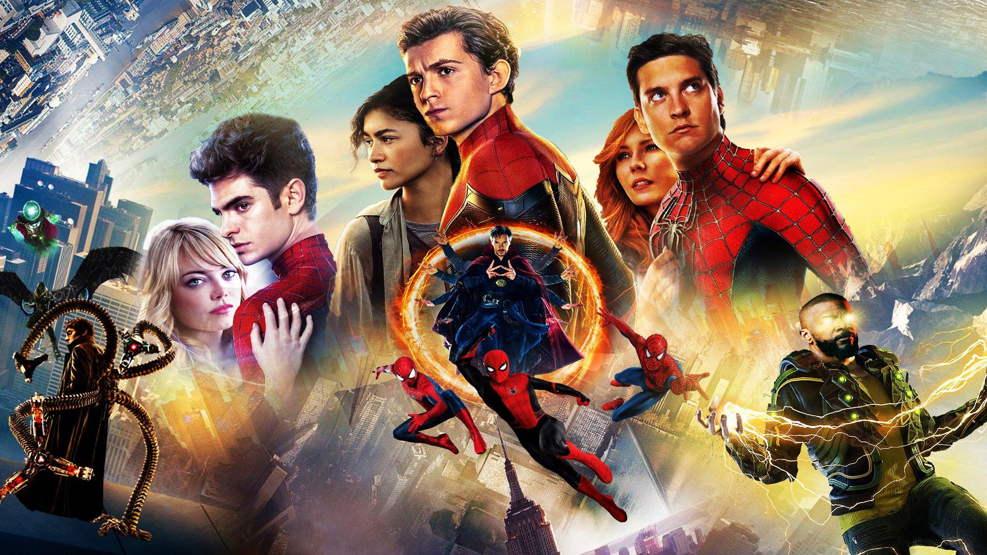 1920x1080 Tobey Maguire, Zendaya, Mary Jane Watson, Doctor Octopus, Tom Holland, Andrew Garfield, Doctor Strange, Emma Stone, Mysterio, Alfred Molina, Electro, Kirsten Dunst, Michelle 'MJ' Jones and Peter Parker HD Wallpaper