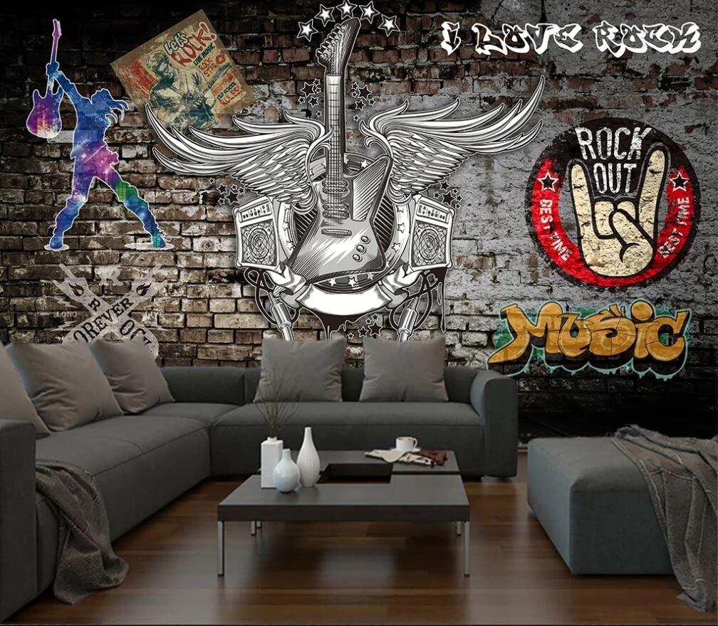 1008x880 Custom wallpaper photo European and American rock bar KTV music elements decorative mural living room bedroom 3D wallpaper. Wallpaper