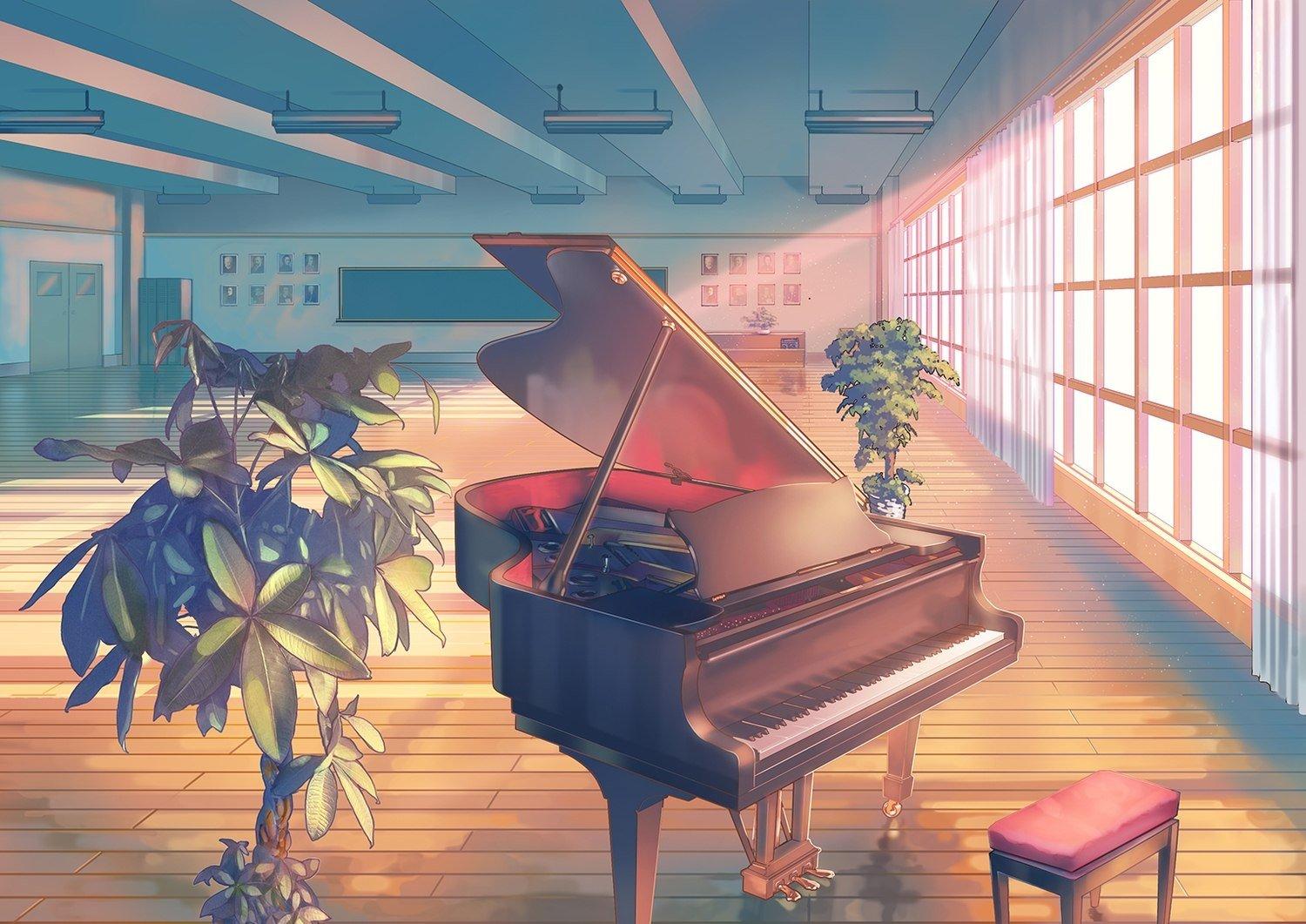 1500x1061 Anime music room wallpaperx1061