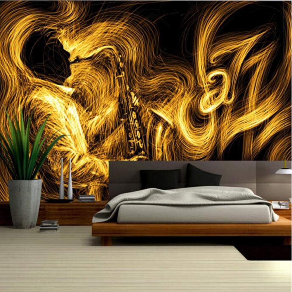 1000x1000 Gold Wallpaper For Walls Abstract Golden Saxophone Jazz Music Best Wallpaper Bedroom Wall Art Wall Designs For Living Room 200Cm×140Cm