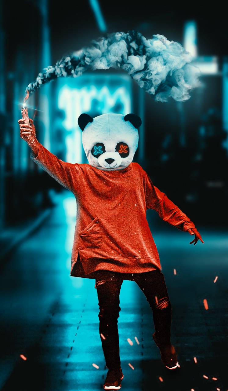 747x1280 Panda Mask Wallpaper
