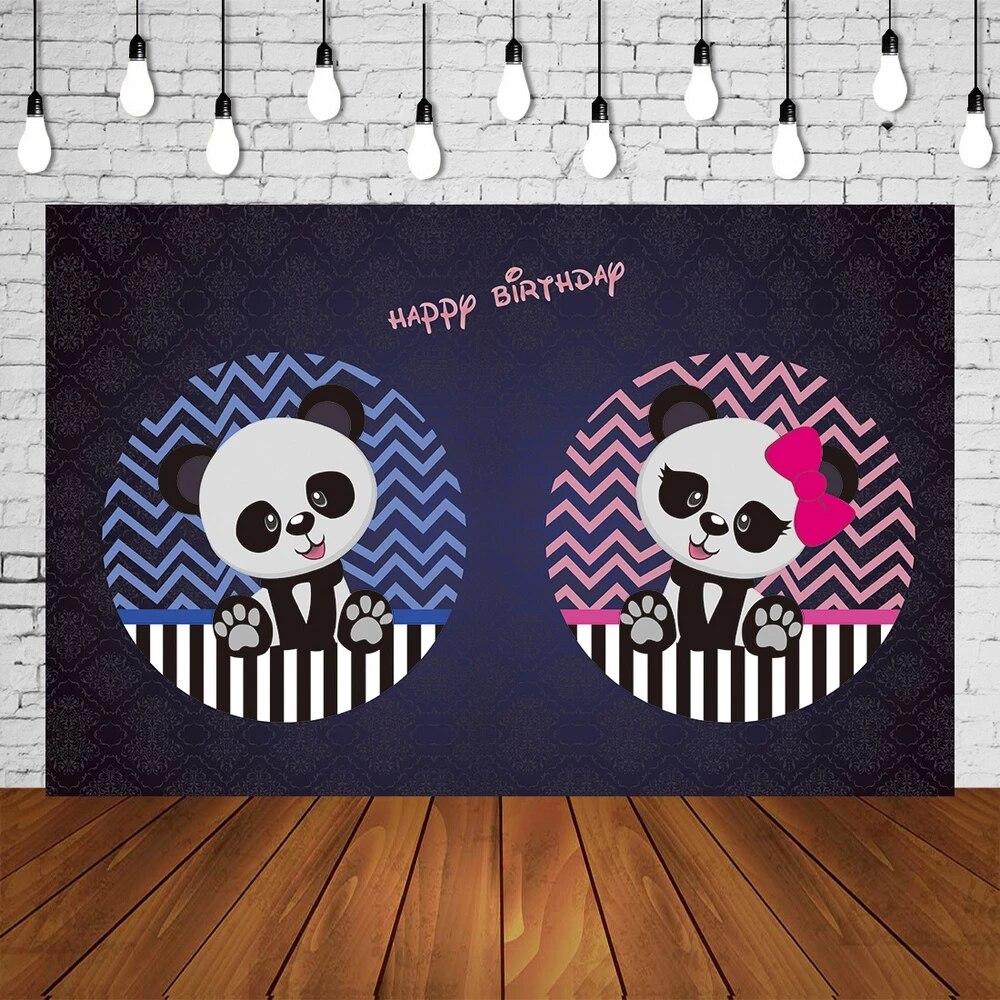 1000x1000 Panda Birthday Party Backdrop Twins Panda Boy And Girl Banner Baby Shower Cake Table Decoration Photo Background Studio Posters. Background