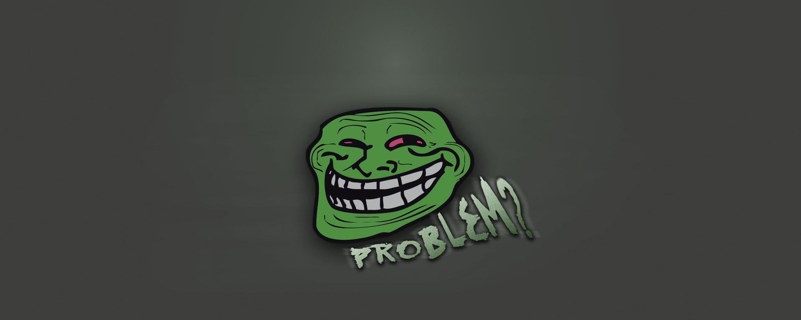 2560x1024 Download wallpaper 2560x1024 trollface, smile, question, mimicry ultrawide monitor HD background