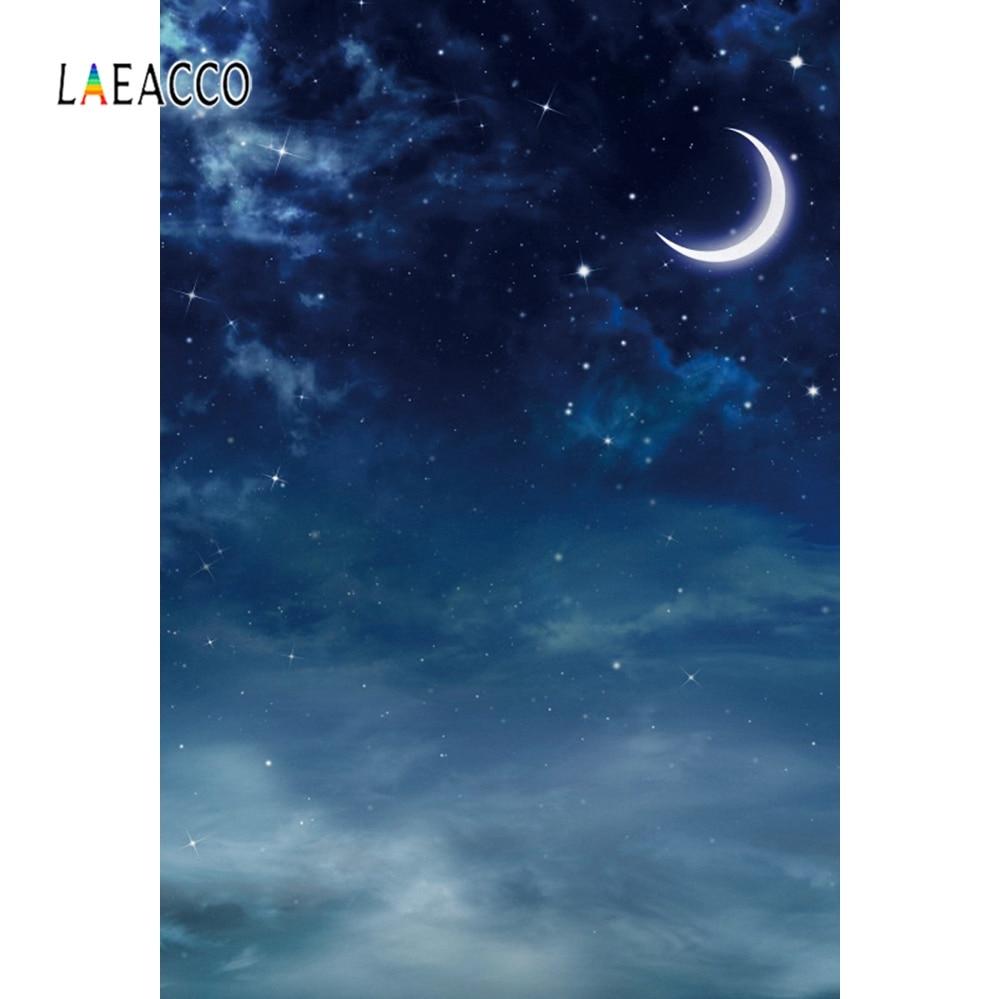 1000x999 Laeacco Photography Backdrops Shiny Moon Star Party Wallpaper Night Scenic Photographic Background Photocall Photo Studio. Background