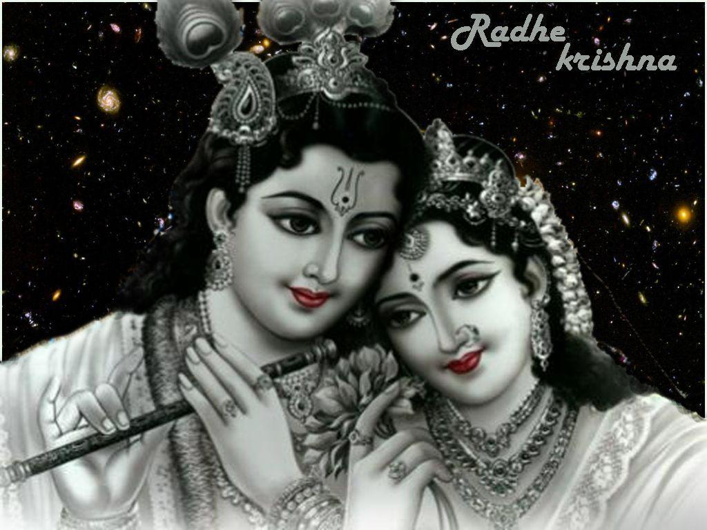 1024x768 Lord Krishna 3D Image In Black Background
