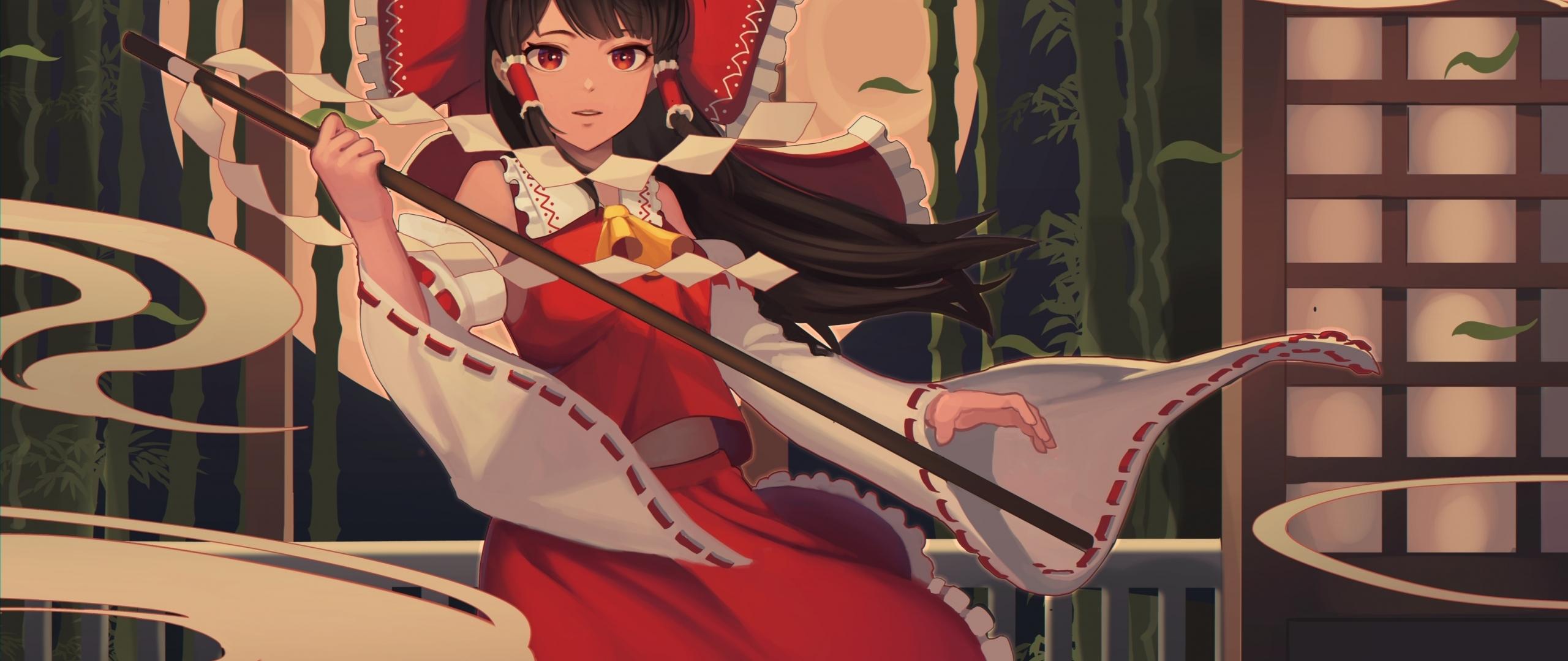 2560x1080 Wallpaper Brown Hair, Japanese Clothes, Touhou, Hakurei Reimu:3500x2296