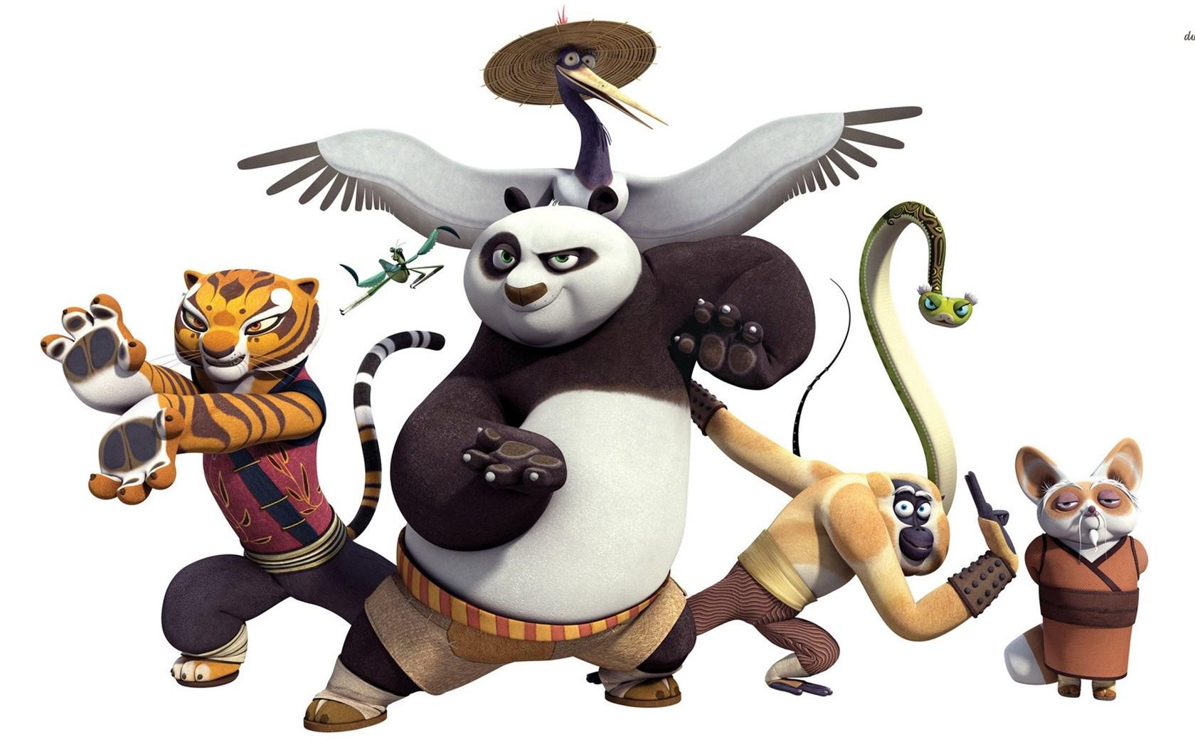 1680x1050 Kung Fu Panda, Po, Monkey, Tigress, Master Shifu, Viper, Crane. Desktop Background