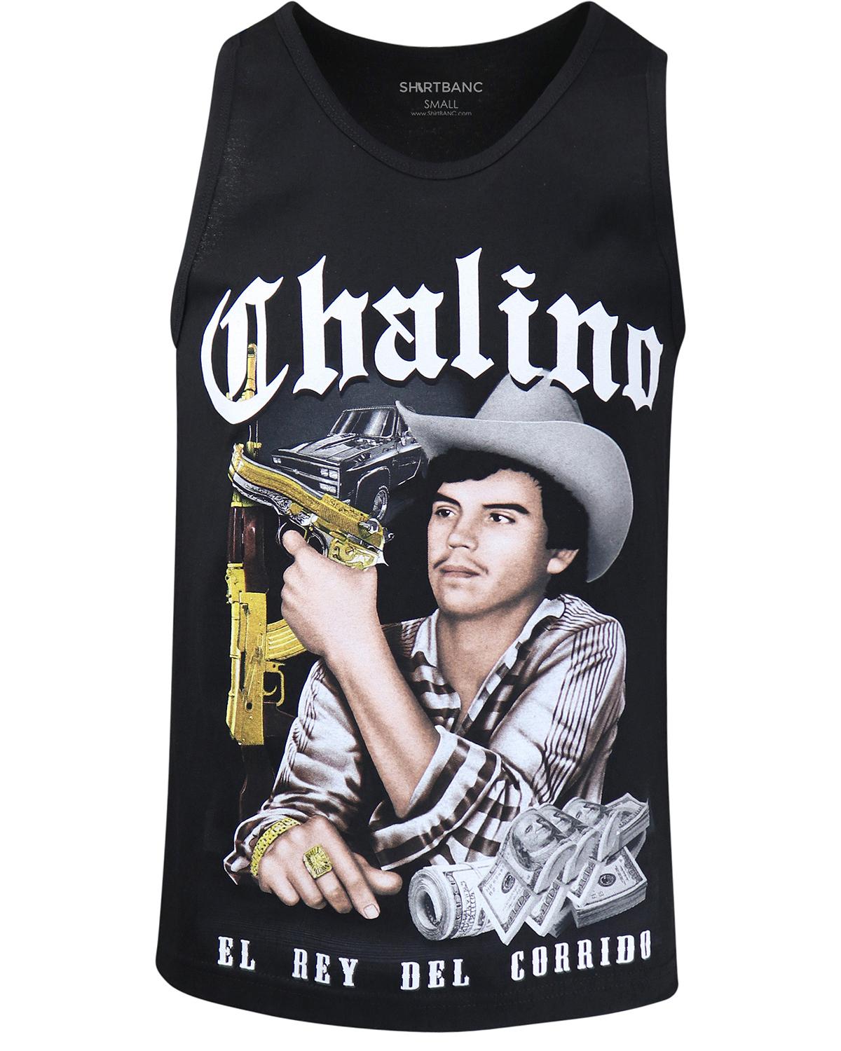 1200x1500 ShirtBANC Chalino Sanchez Gold Mens Tank Top Mexican Singer Latino Culture Tee (Chalino Cuerno, XL)