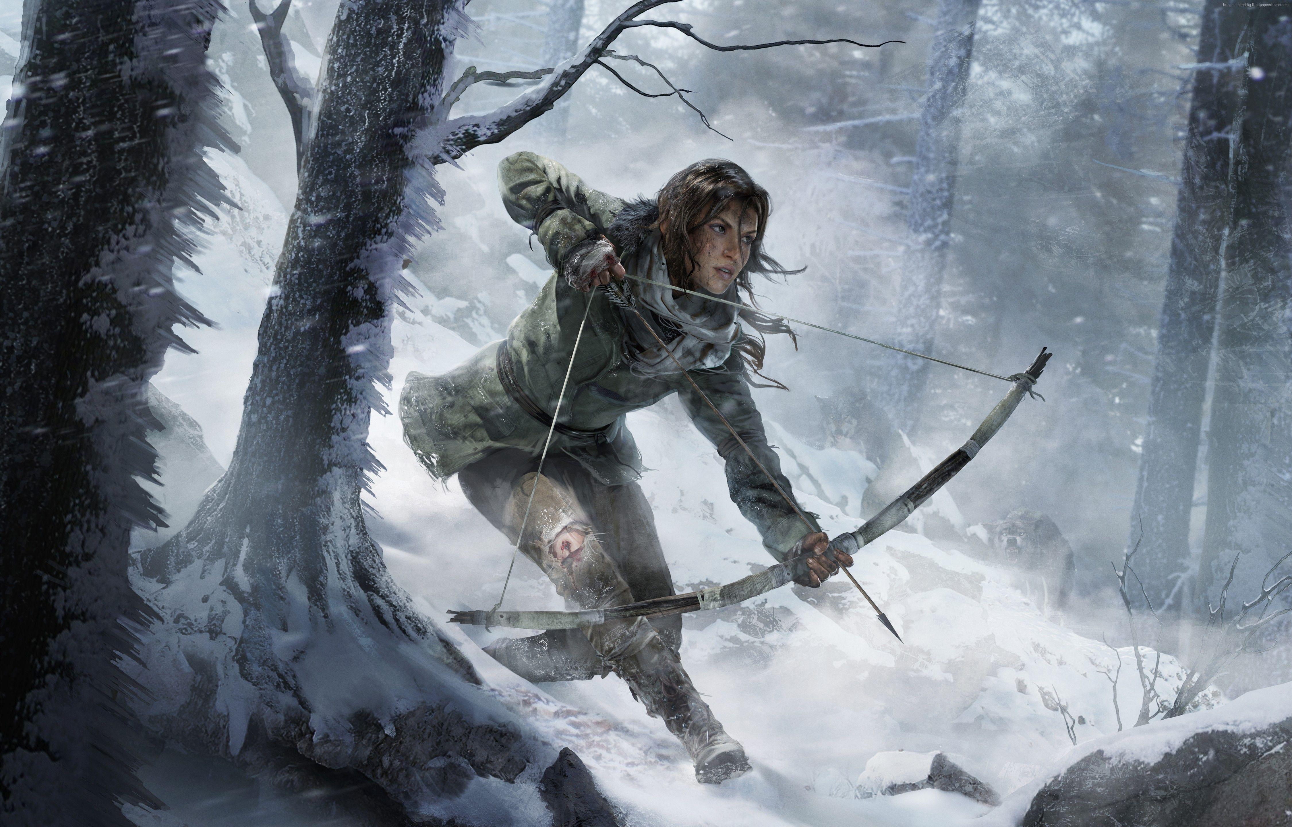 4500x2881 5k, #game, #snow, k, #screenshot, #Rise of the Tomb Raider, #bow