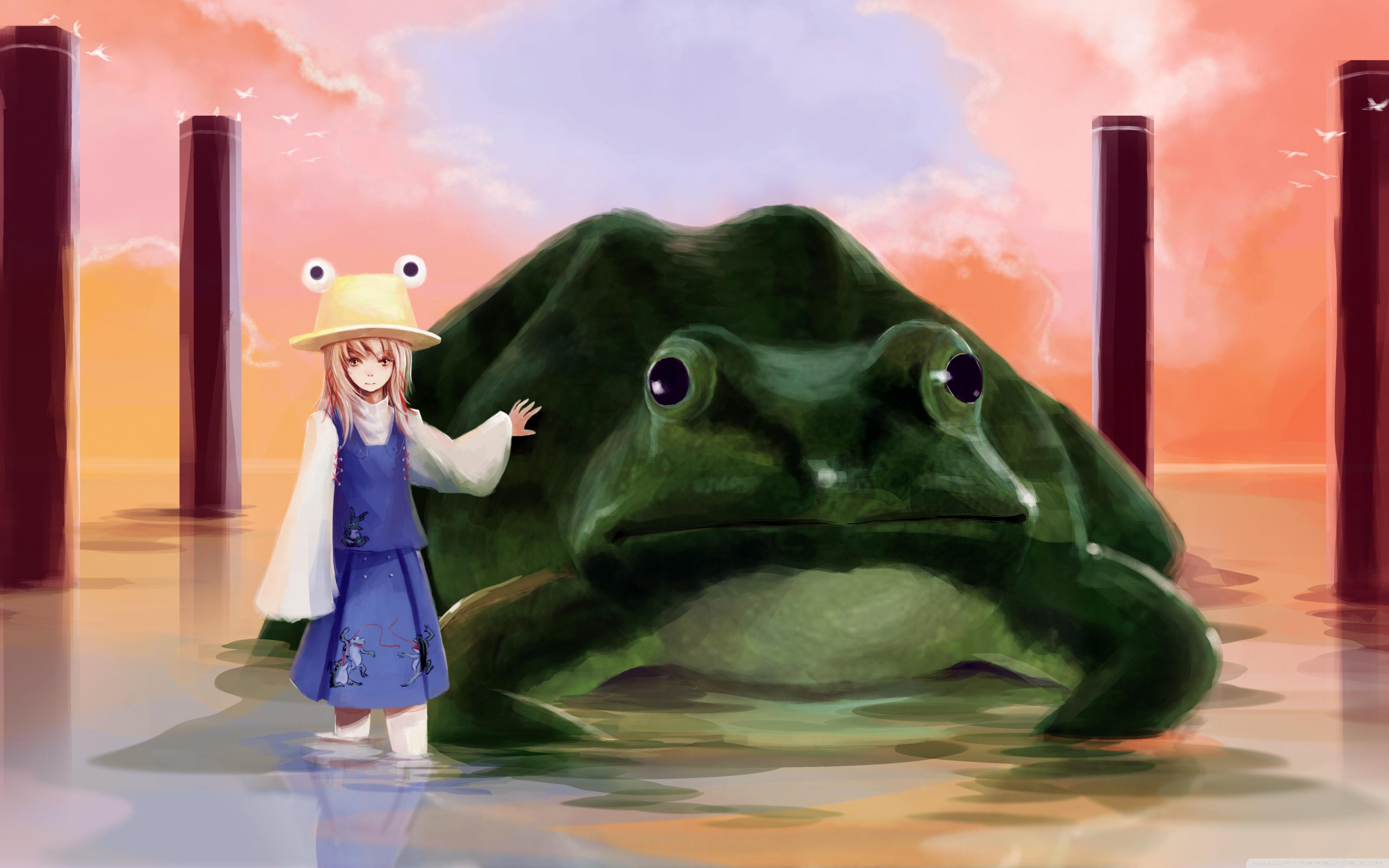 3840x2400 Girl And Big Frog Ultra HD Desktop Background Wallpaper for 4K UHD TV : Multi Display, Dual Monitor : Tablet