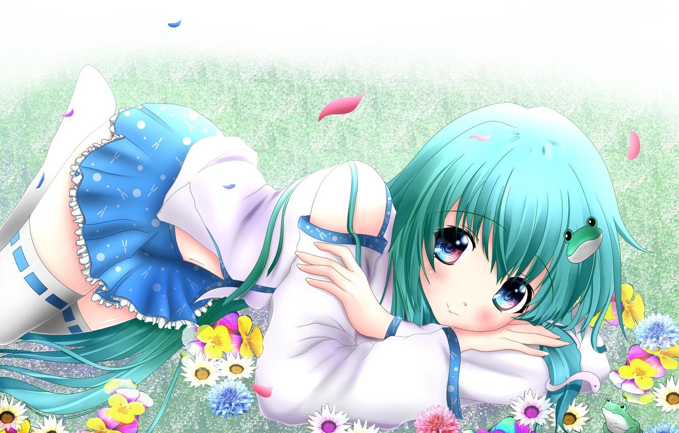 1332x850 Wallpaper frog, anime, girl, Touhou image for desktop, section прочее