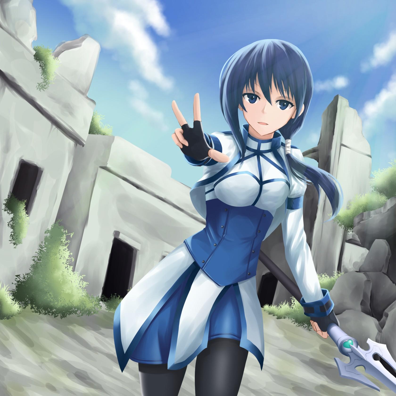 1680x1680 Anime Anime Girls Hai To Gensou No Grimgar Mary Hai To Gensou No Grimgar Long Hair Blue Hair Blue Ey Wallpaper:1680x1680