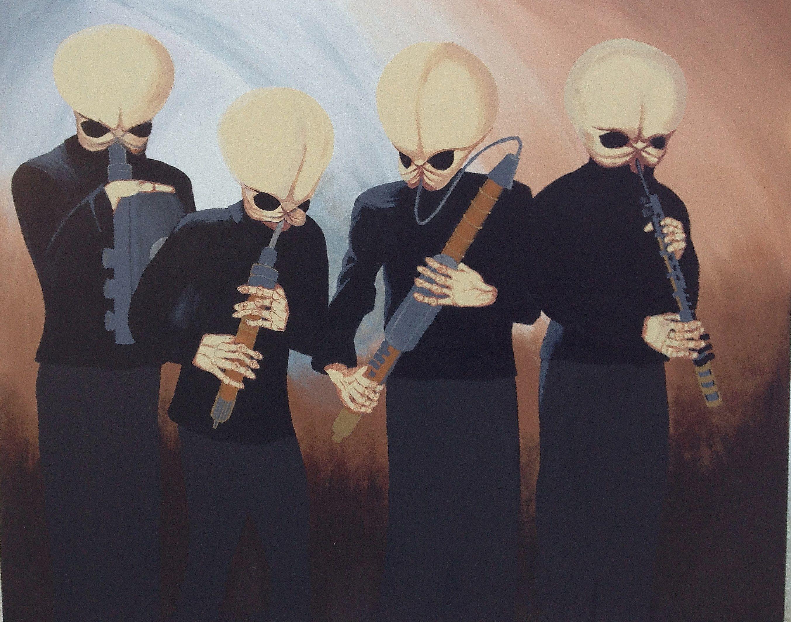 2707x2128 Large canvas painting of Cantina Band from Star Wars. Mixed media canvas painting, Star wars lovers, Star wars