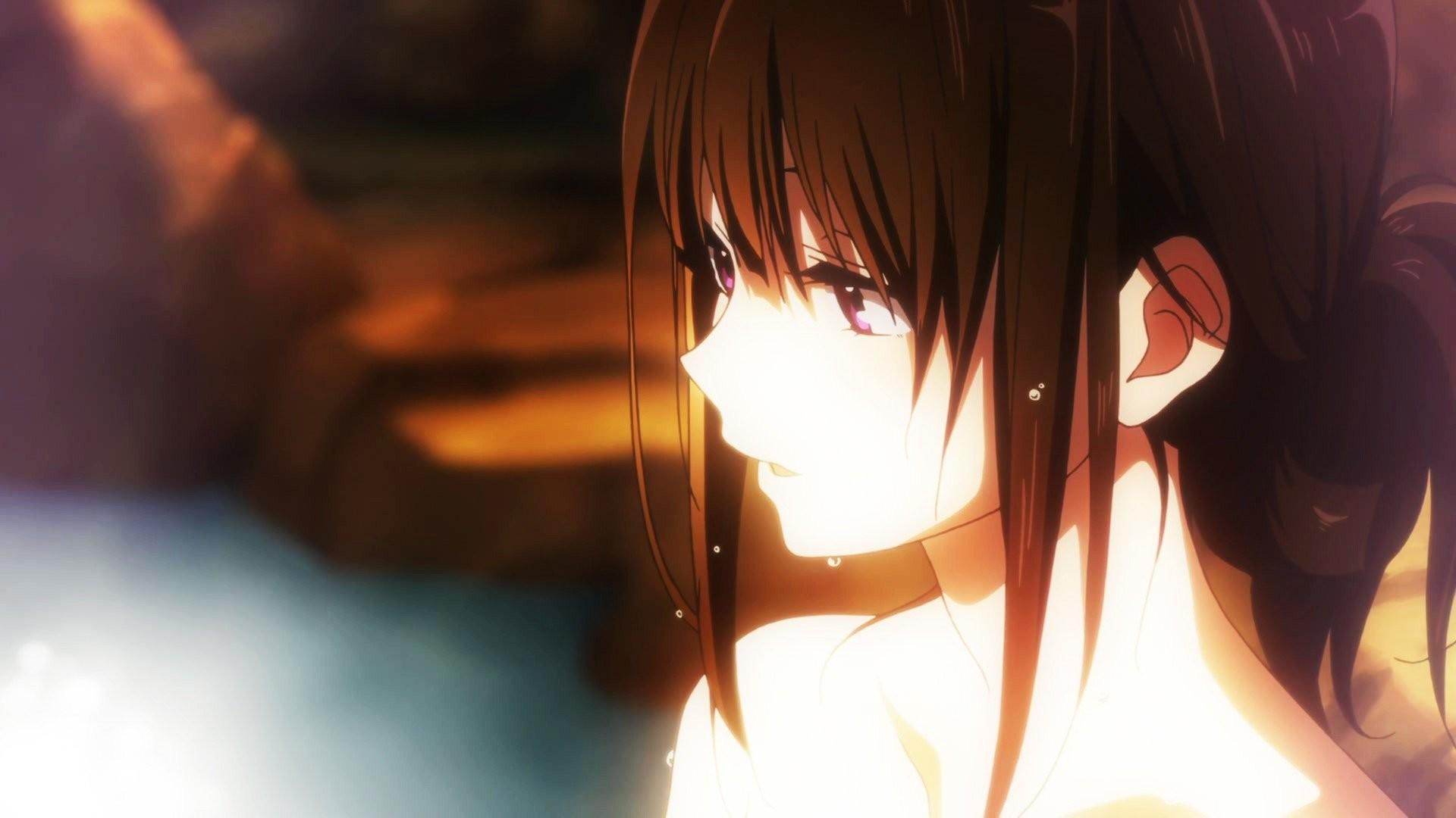 1920x1080 Anime girl with blackish brown hair and dark purple eyes