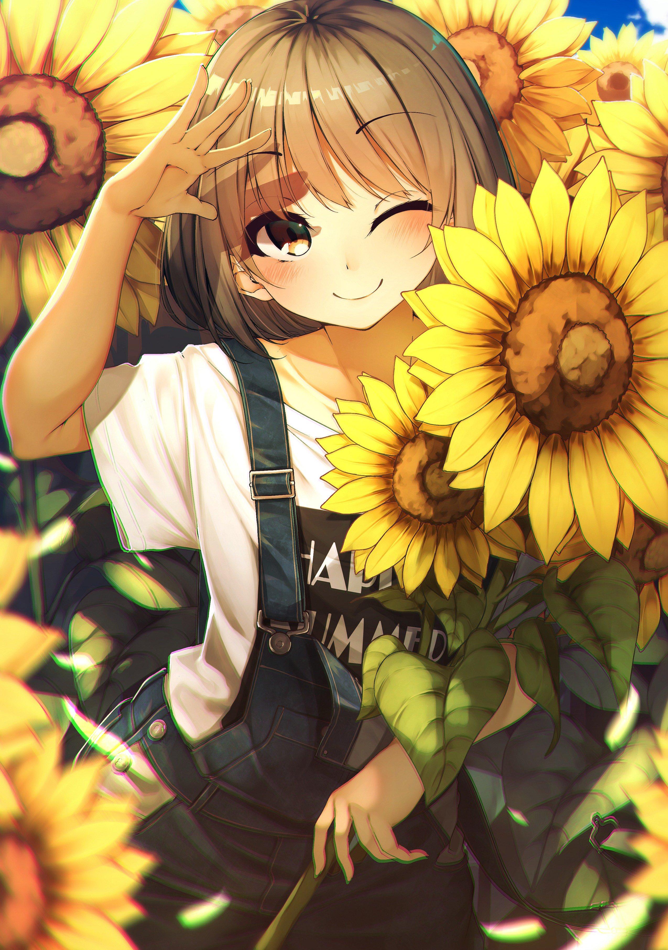2549x3624 Anime Girl With Short Brown Hair And Brown Eyes