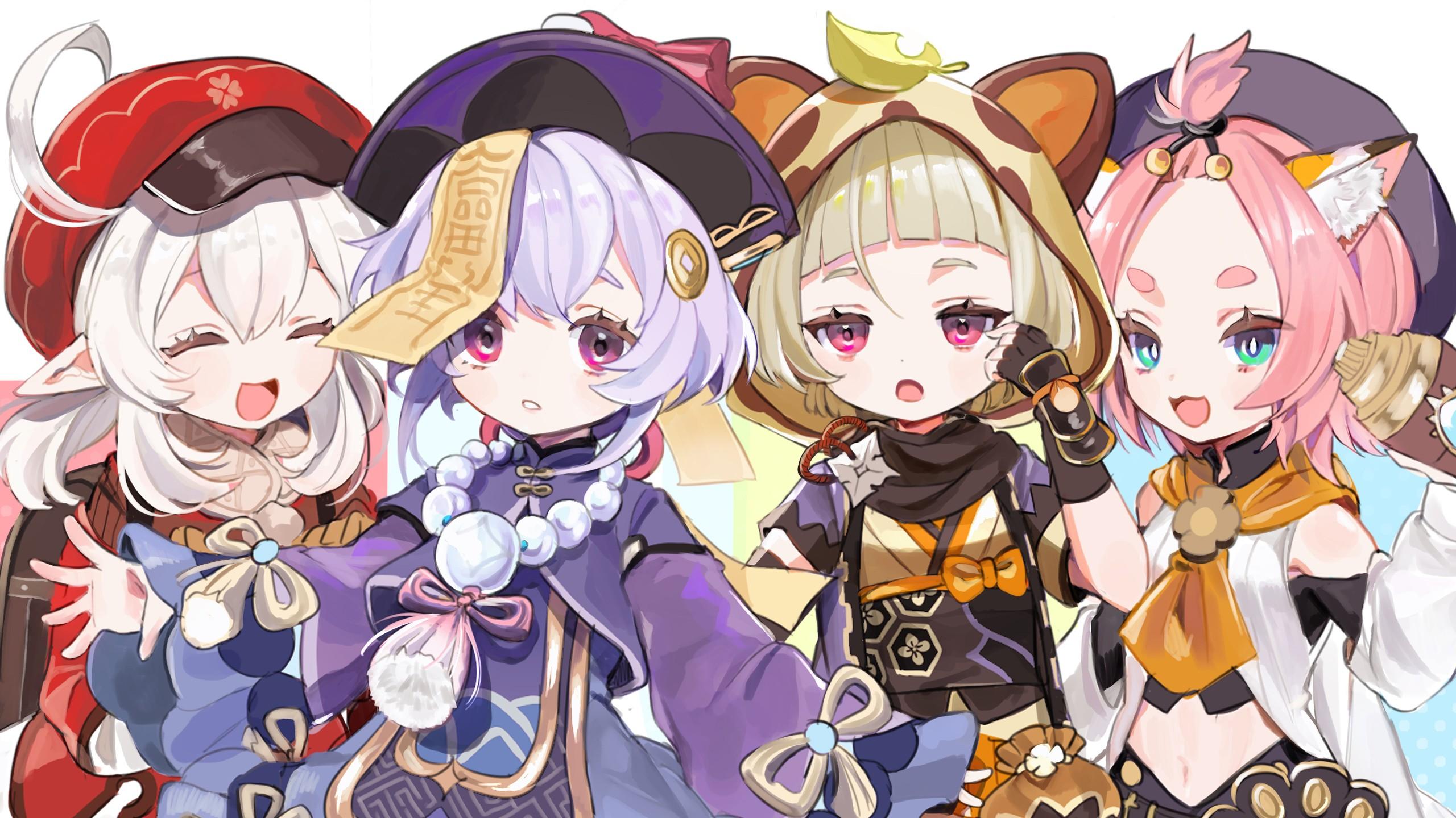 2560x1440 Diona Klee Qiqi Sayu HD Genshin Impact Wallpaper