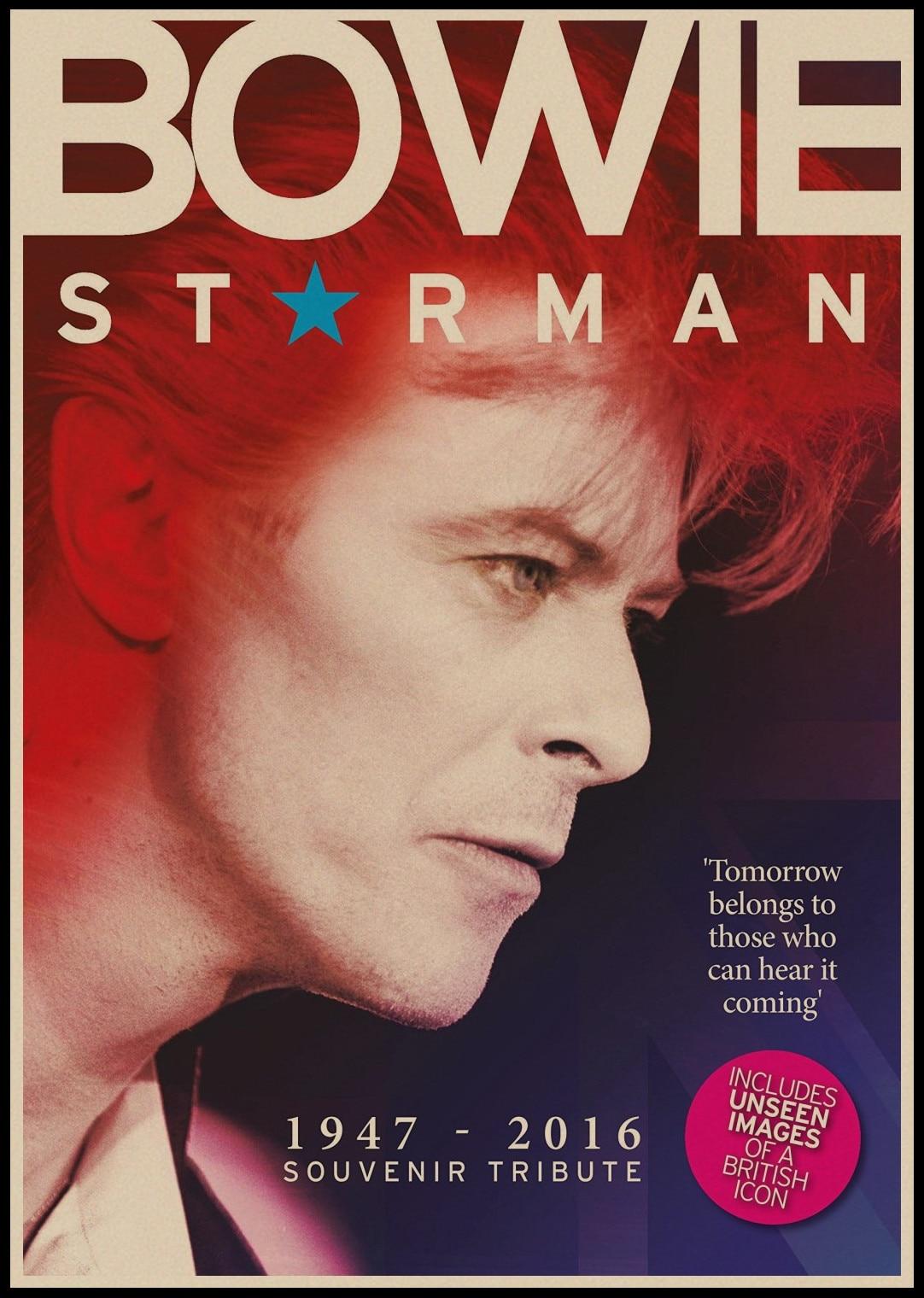 1082x1520 Buy three to send one David bowie rock poster retro brown paper wallpaper rock music singer living room bar decoration