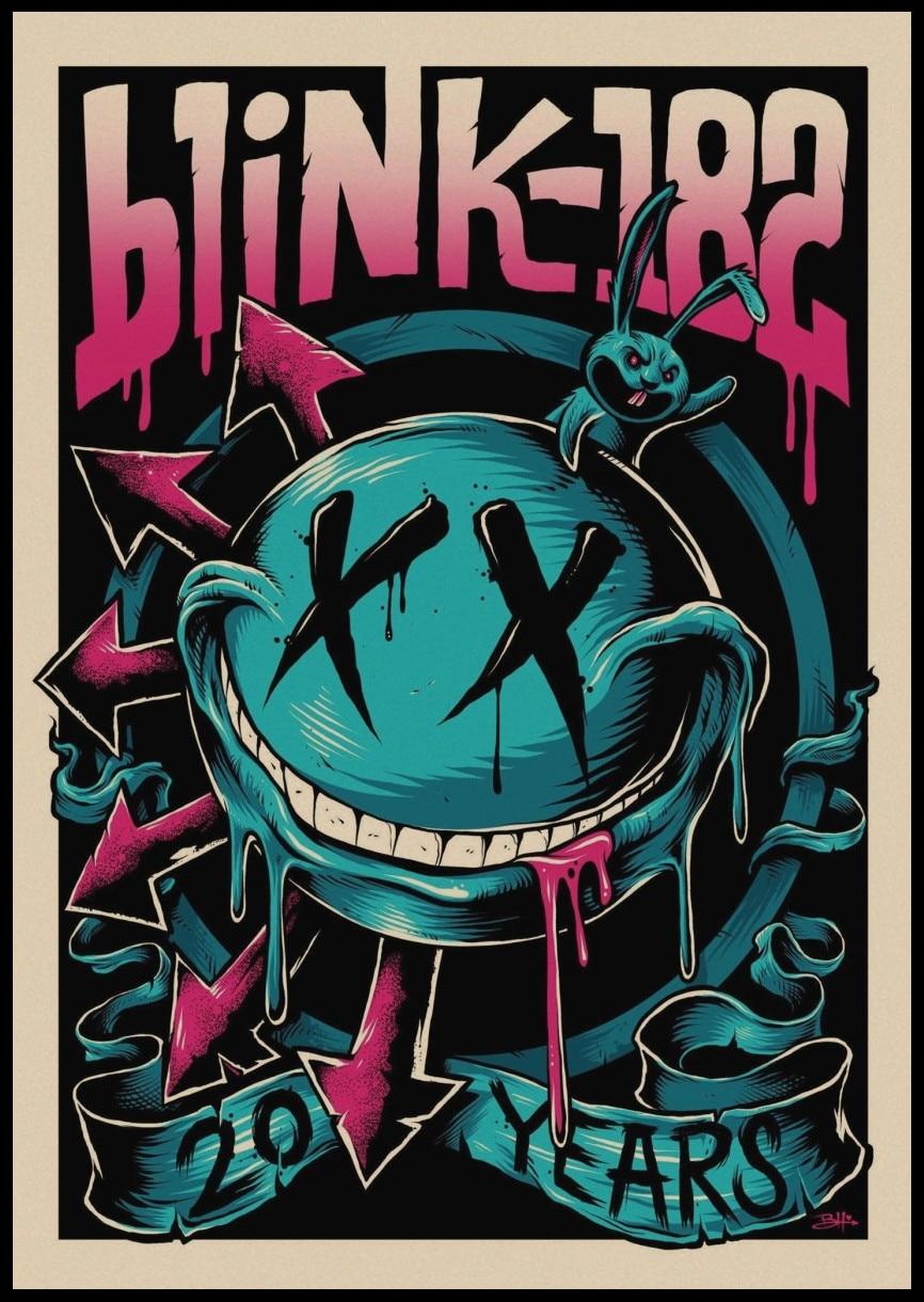 866x1220 Vintage Poster The Blink 182 Rock Band Kraft Retro Punk Rock Poster European And American Music Team Star Drawing Retro Poster