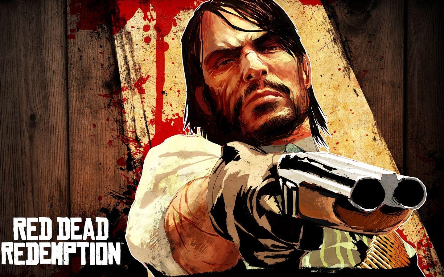 1440x900 Download wallpaper 1440x900 red dead redemption game, gun, look, fan