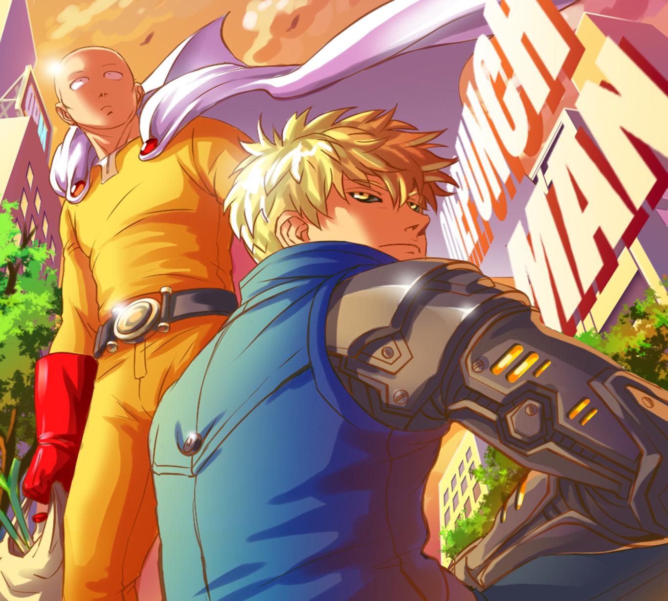 1366x1230 Saitama and Genos Wallpaper and Background Imagex1230