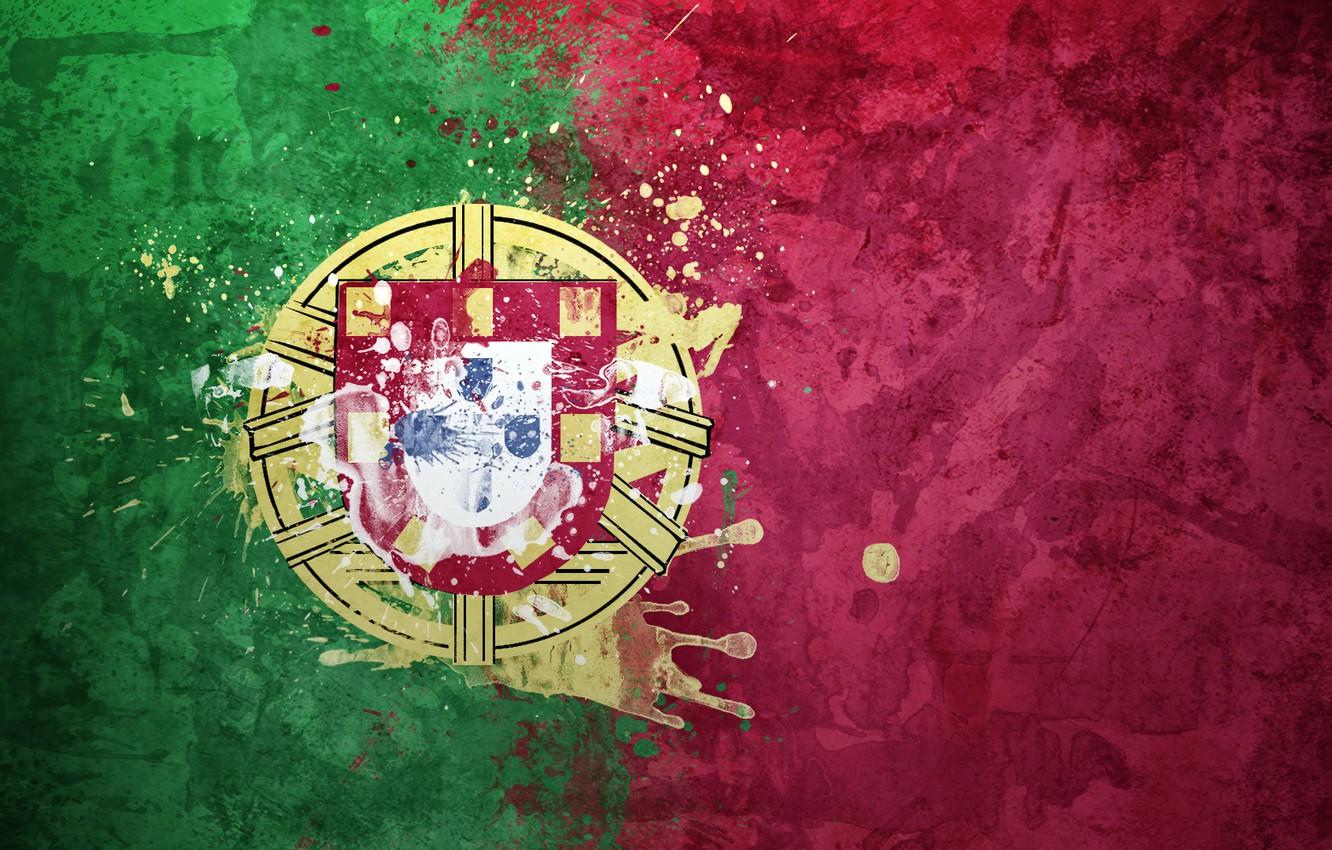 1332x850 Wallpaper paint, flag, Portugal, coat of arms, flag, The Portuguese Republic, The Portuguese Republic image for desktop, section текстуры