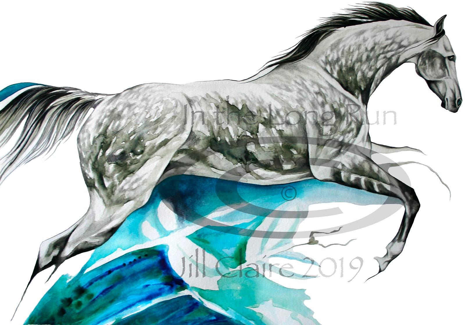1600x1118 Dappled Gray Horse W Dragonfly Fine Art Painting Print Jill. Etsy New Zealand
