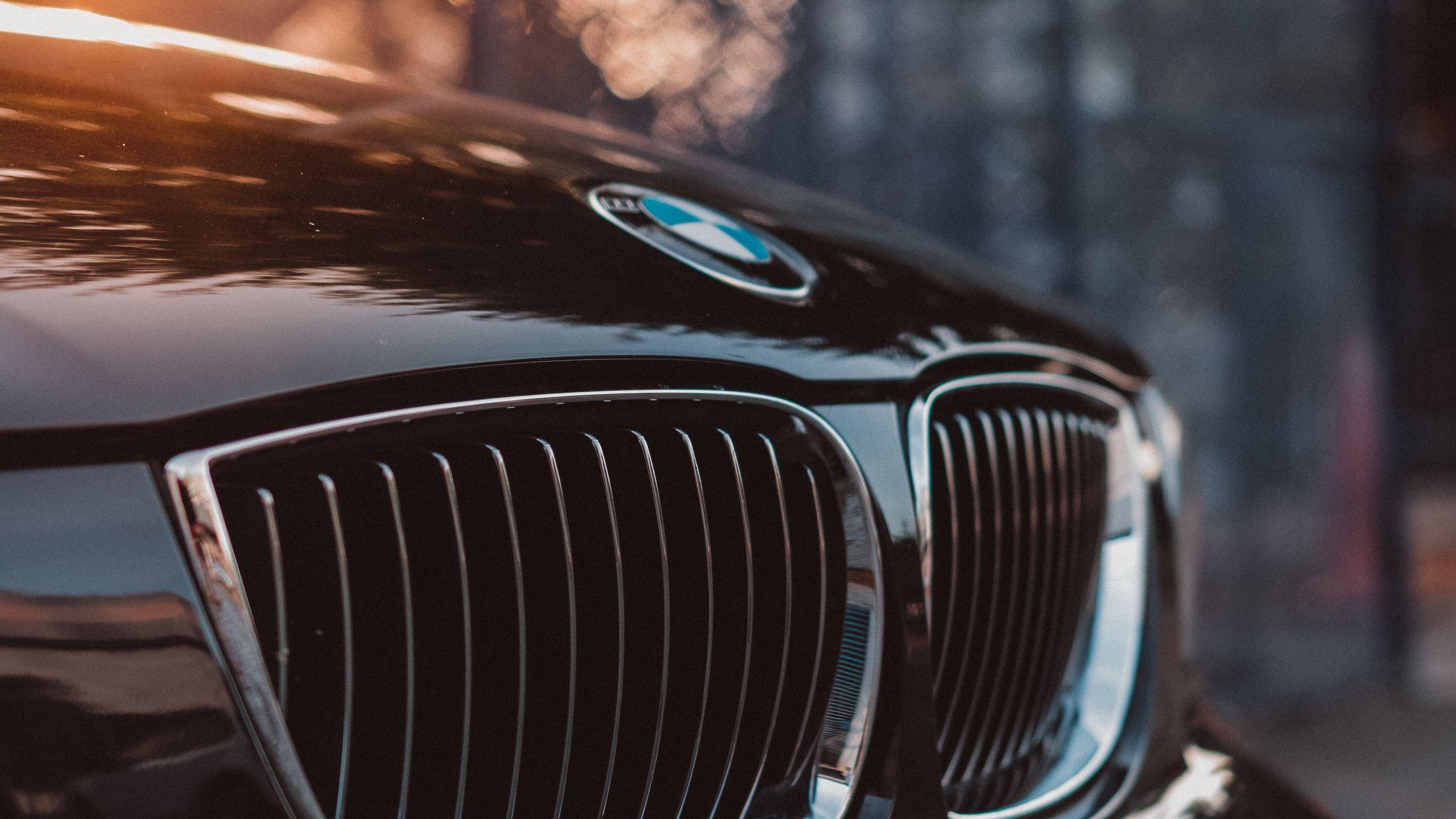 2560x1440 Download wallpaper 2560x1440 bmw, car, black, closeup widescreen 16:9 HD background