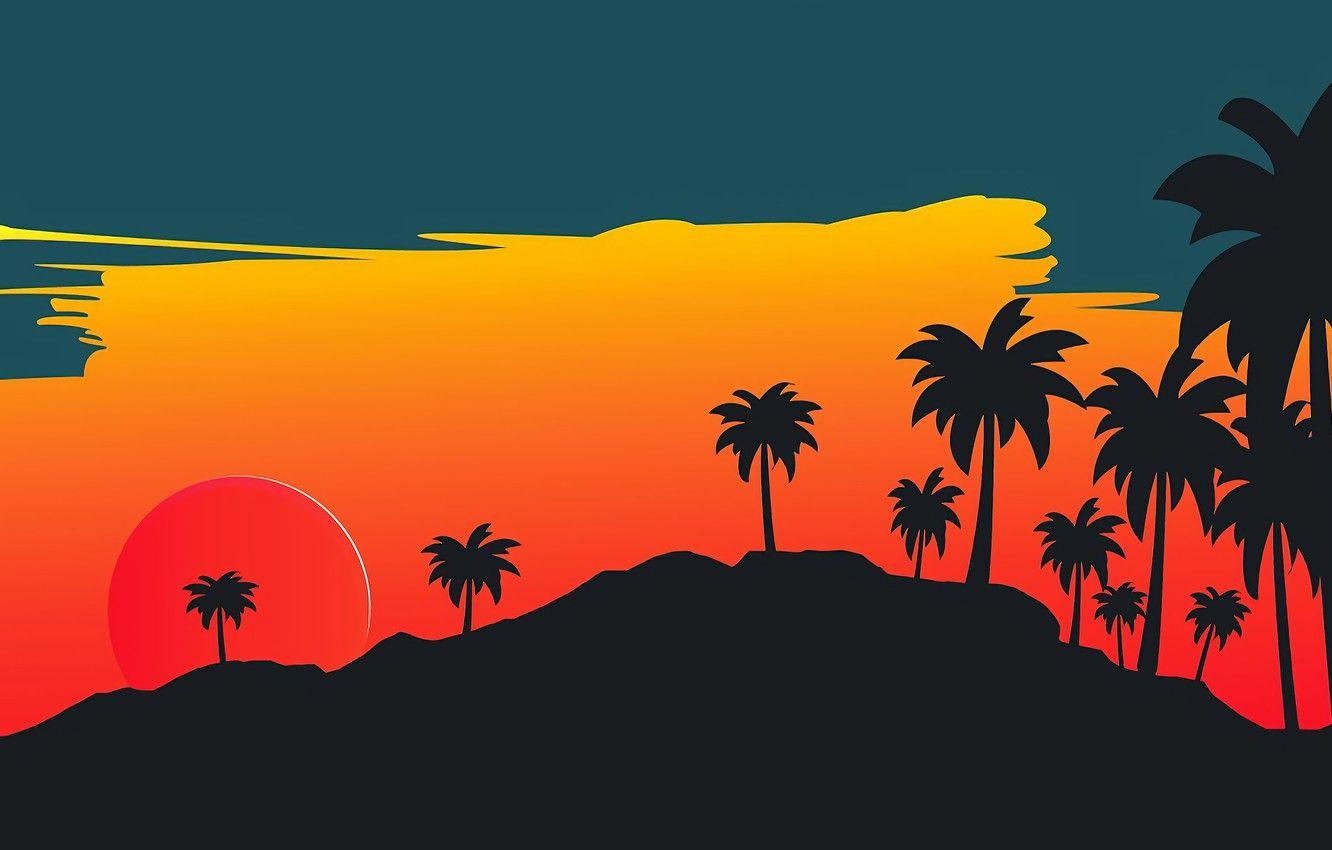 1332x850 Palms Retro Wallpaper