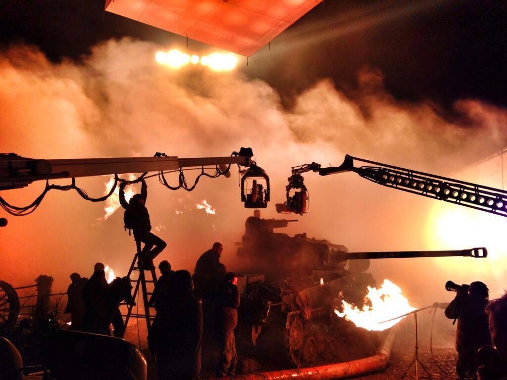 1024x768 Fury (2014) Behind the Scenes Movies Photo