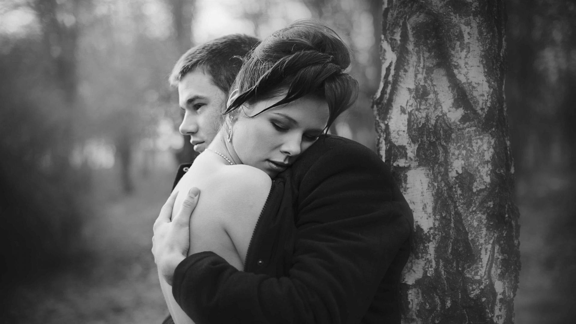 1920x1080 Bride and Groom Hugging Wallpaper HD / Desktop and Mobile Background