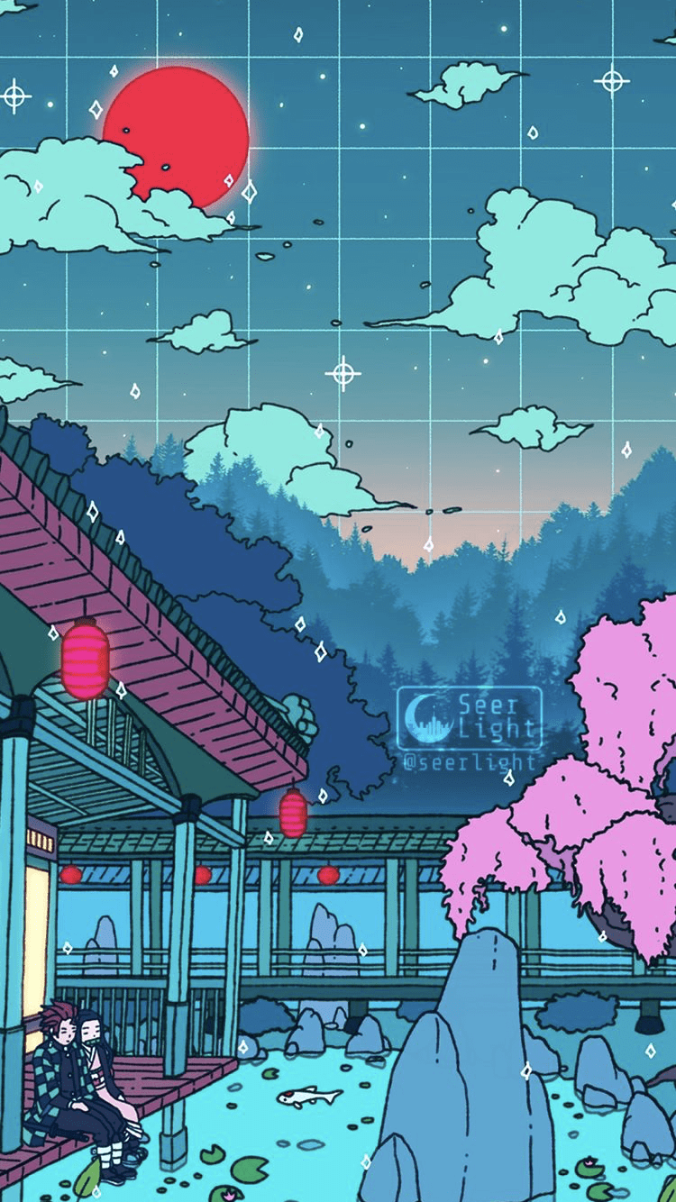 750x1334 Demon Slayer. Vaporwave wallpaper, Anime scenery wallpaper, Anime wallpaper iphone