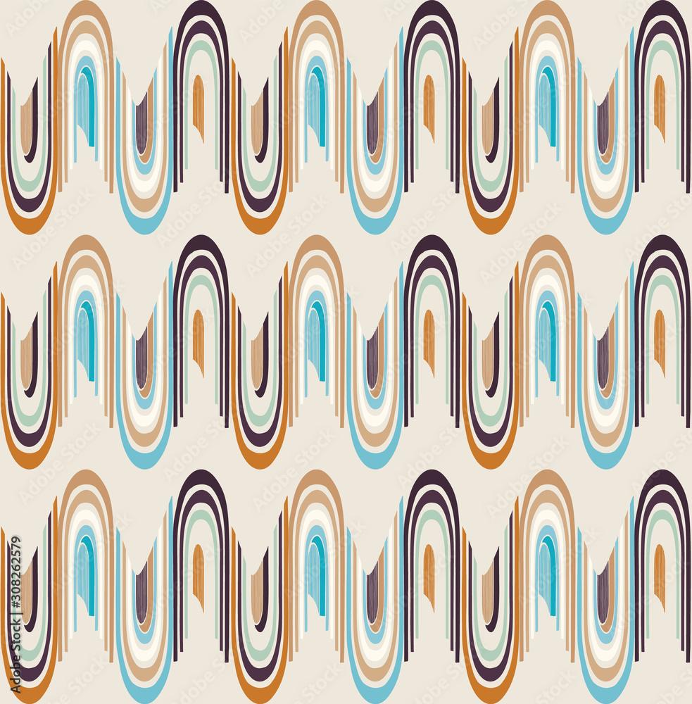 983x1000 Mid Century Modern Vintage Pattern Background. Wave Stripe Masculine Graphic Design. Seamless Wavy 1960s Style Retro Geometric Wallpaper. Hipster Flat Color. Swatch Tile Repeat Vector EPS 10 Stock Vector
