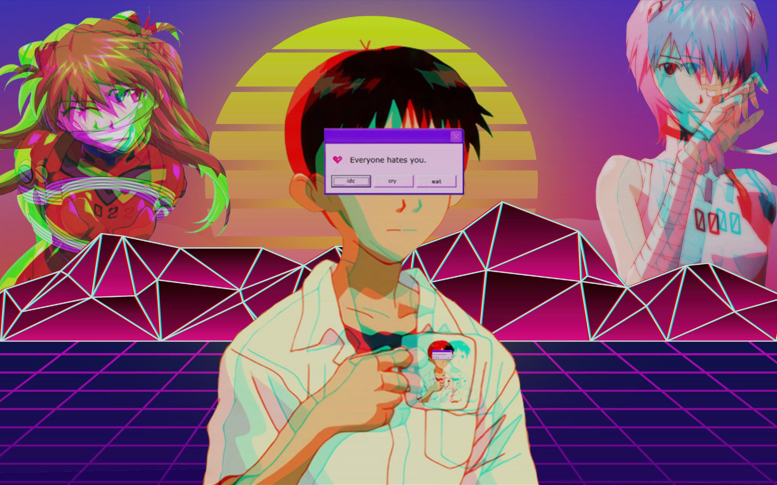 2560x1600 Neon Genesis Evangelion Vaporwave 2560x1600 Resolution Wallpaper, HD TV Series 4K Wallpaper, Image, Photo and Background