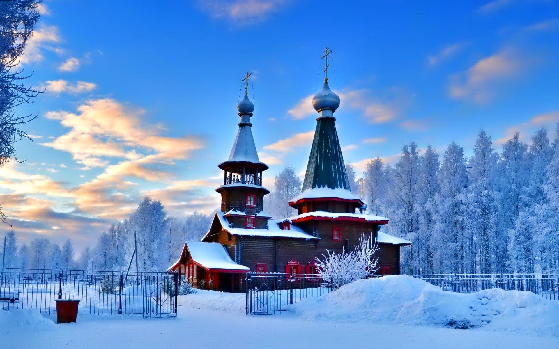 1920x1200 Russian Church in Winter HD Wallpaper