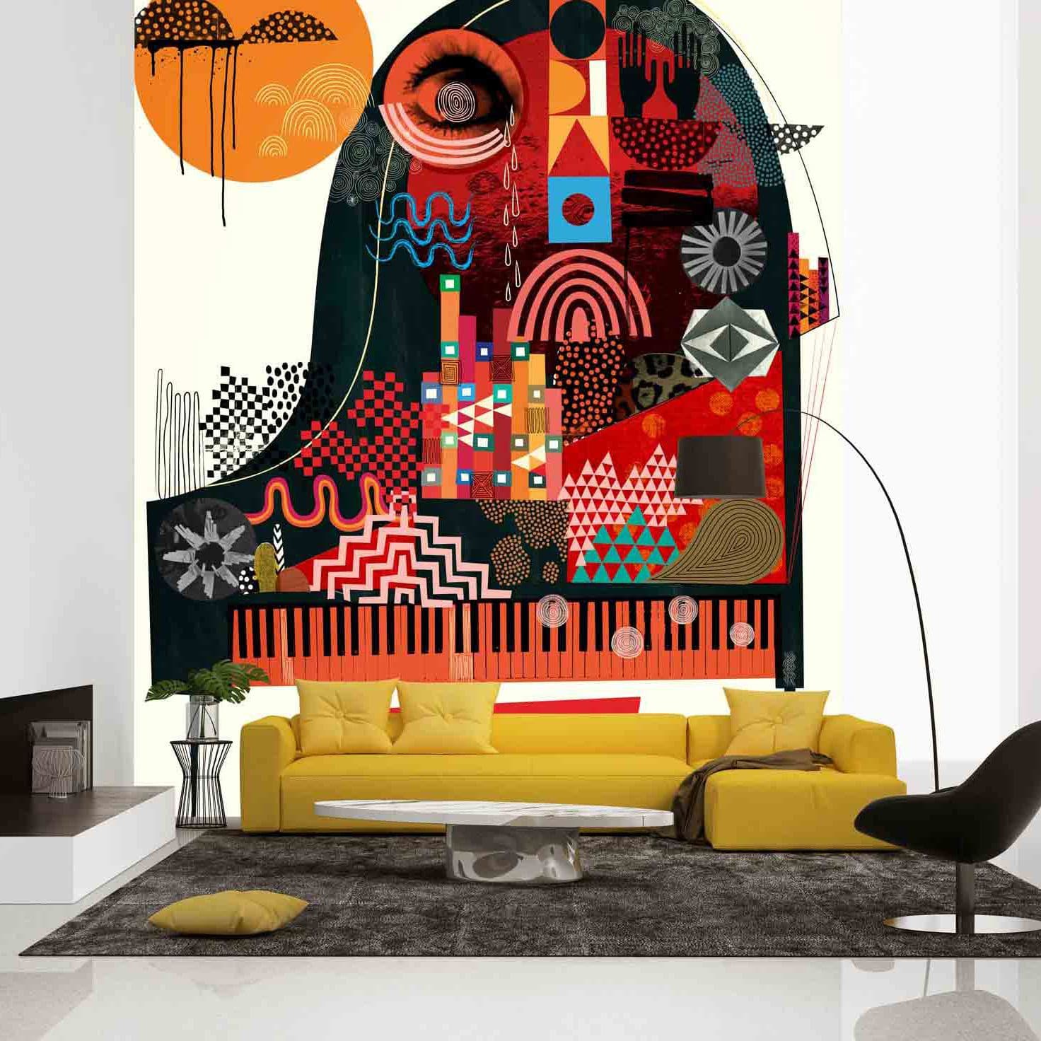 1472x1472 Contemporary wallpaper PIANO House of Artists pattern / abstract motif / washable