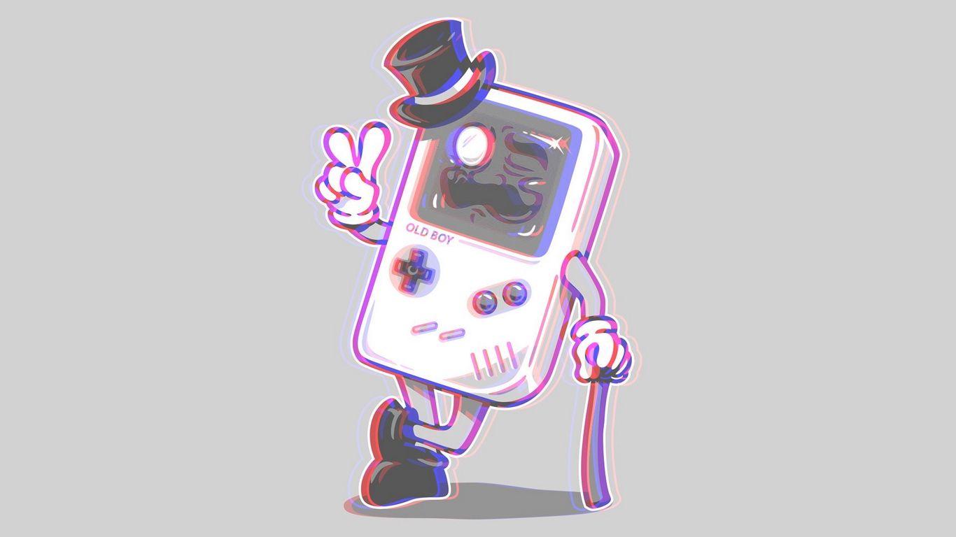 1366x768 Download wallpaper 1366x768 gameboy, anaglyph, 3D tablet, laptop HD