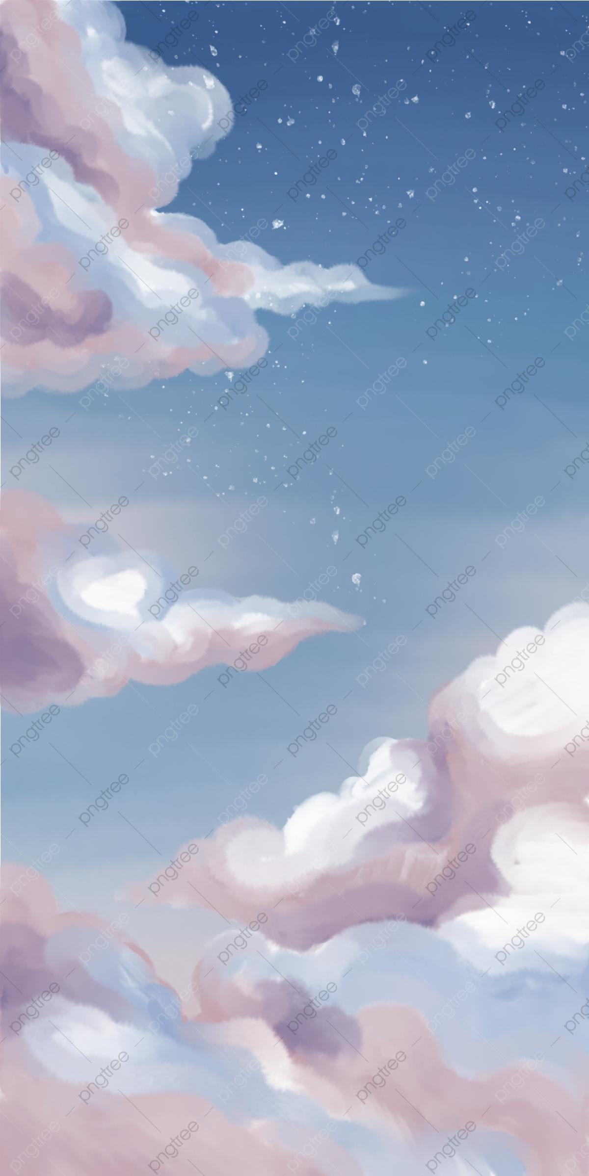 1200x2397 Beautiful Starry Watercolor Mobile Wallpaper Background, Sky Clouds Watercolor Background, Floating Clouds, Night Sky Background Image for Free Download