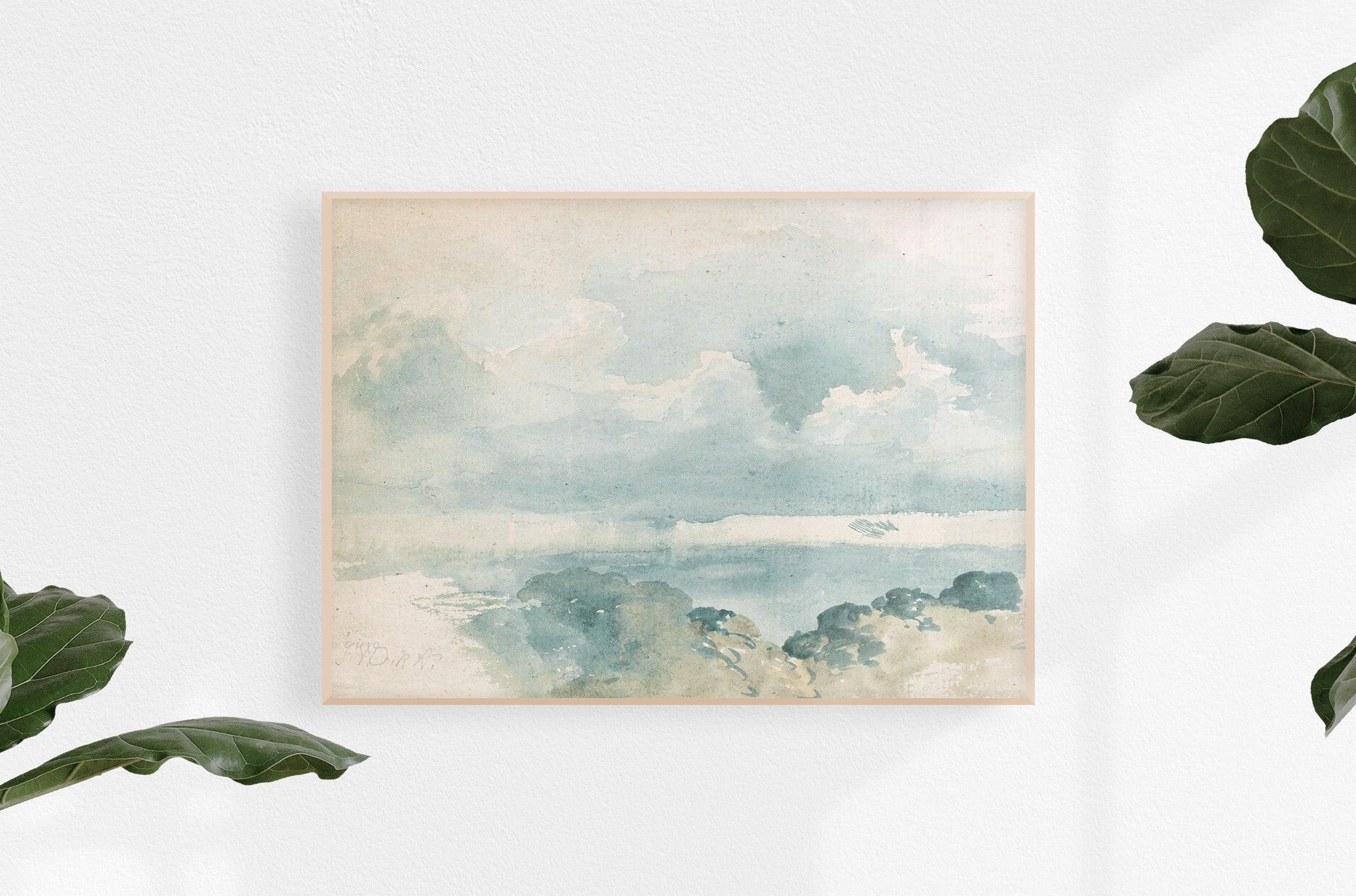 2200x1454 Watercolor Blue & Grey Cloud Wallpaper. Anewall Mural Wallpaper
