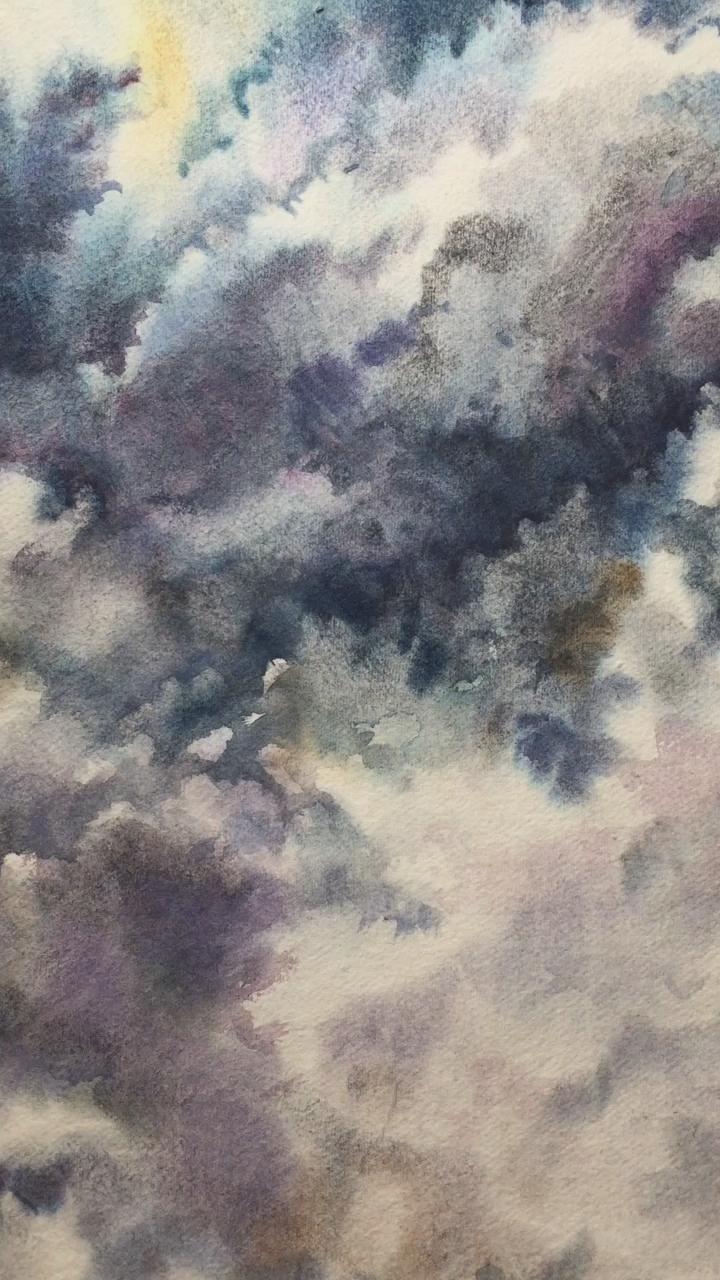 720x1280 Watercolor clouds painting, Painting with clouds, Picture of sky, Painting of sky, watercolor sky art, Clouds art, Modern style sky painting. Painting, Cloud drawing, Watercolor clouds