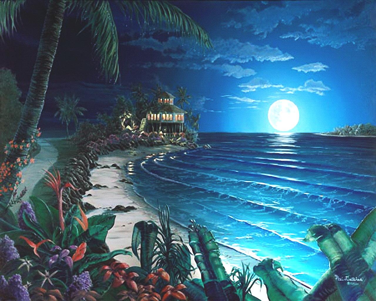 1280x1024 Beach Wallpaper Moon