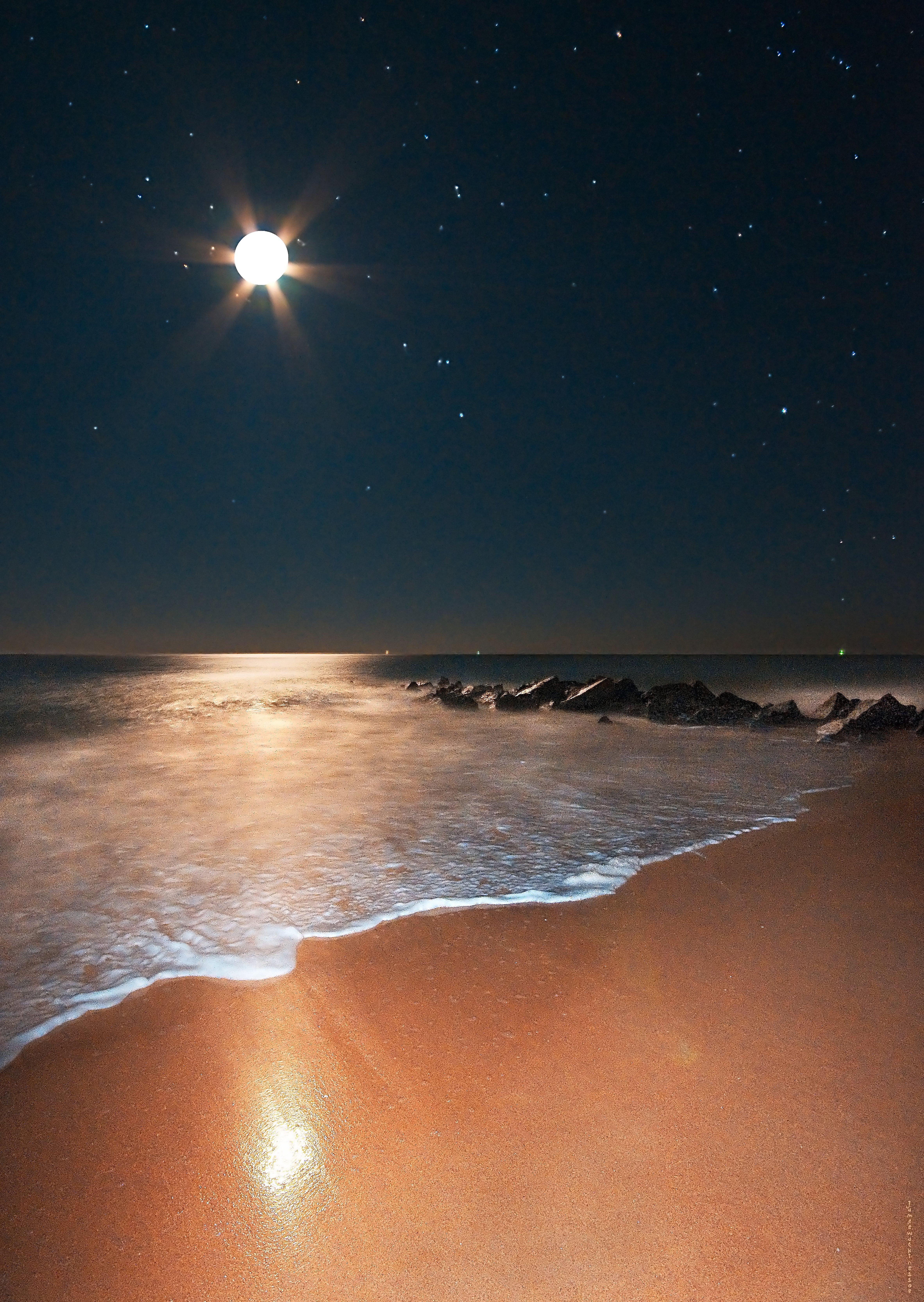 4730x6664 moon, Beach, Sea, Sky, Holiday, Summer, Star, Mood, Landscape Wallpaper HD / Desktop and Mobile Background