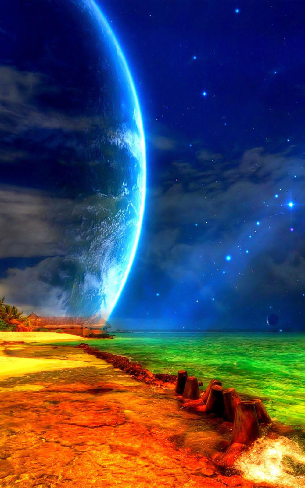 1000x1600 Blue Moon Sea Beach 4K Ultra HD Mobile Wallpaper