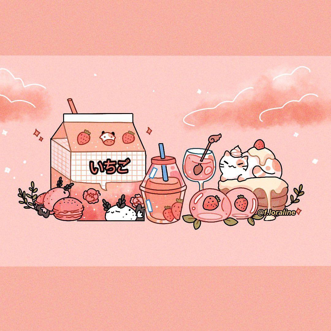 1080x1080 Aesthetic- Background- Wallpaper. Strawberry milk, Cute wallpaper, Cute art