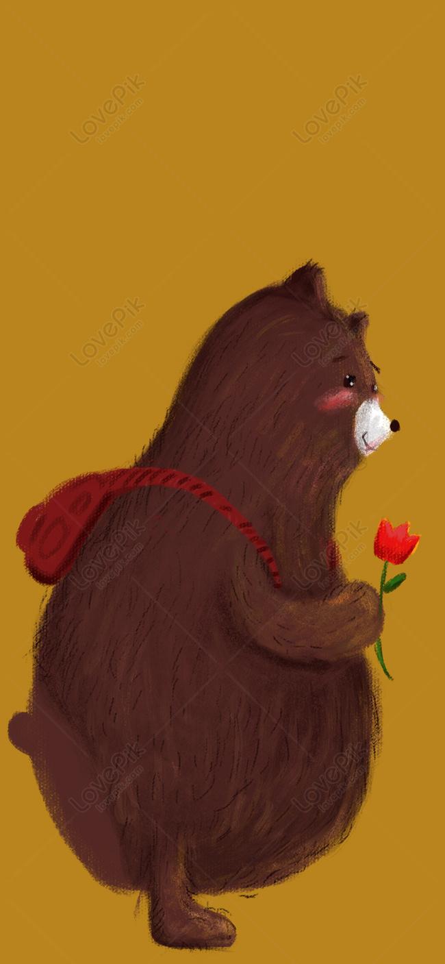 650x1407 Cartoon Bear Mobile Phone Wallpaper Image Free Download